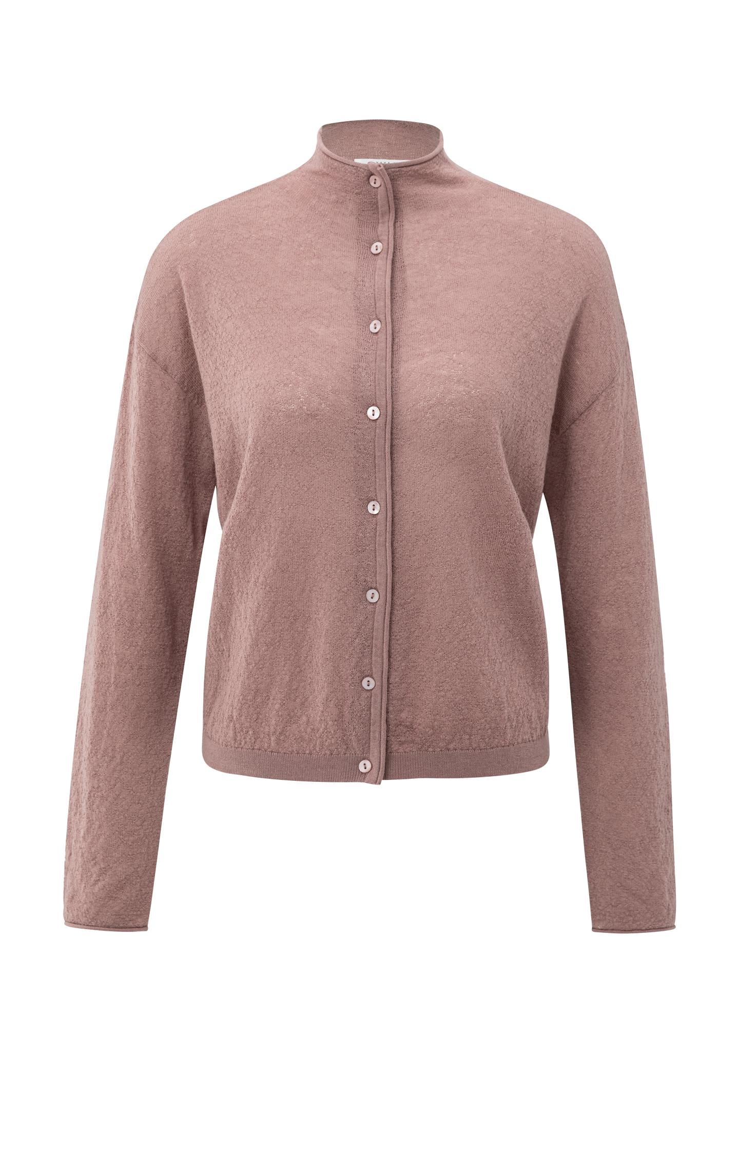 Knitted cardigan with high neckline and button closure - Type: product