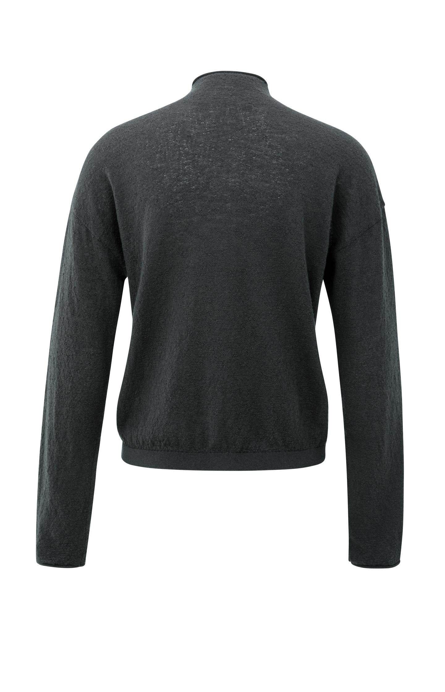 Knitted cardigan with high neckline and button closure