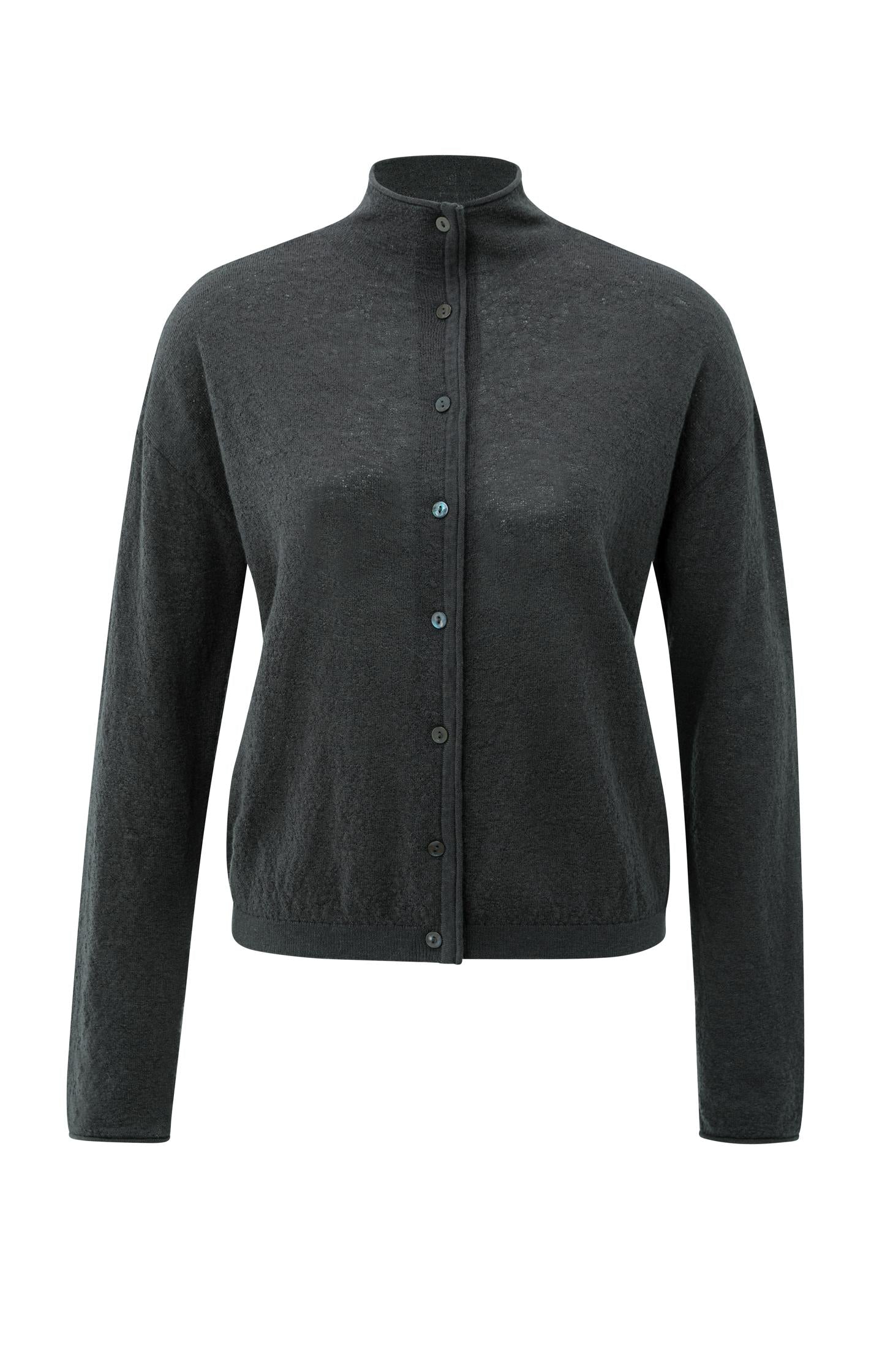 Knitted cardigan with high neckline and button closure - Type: product