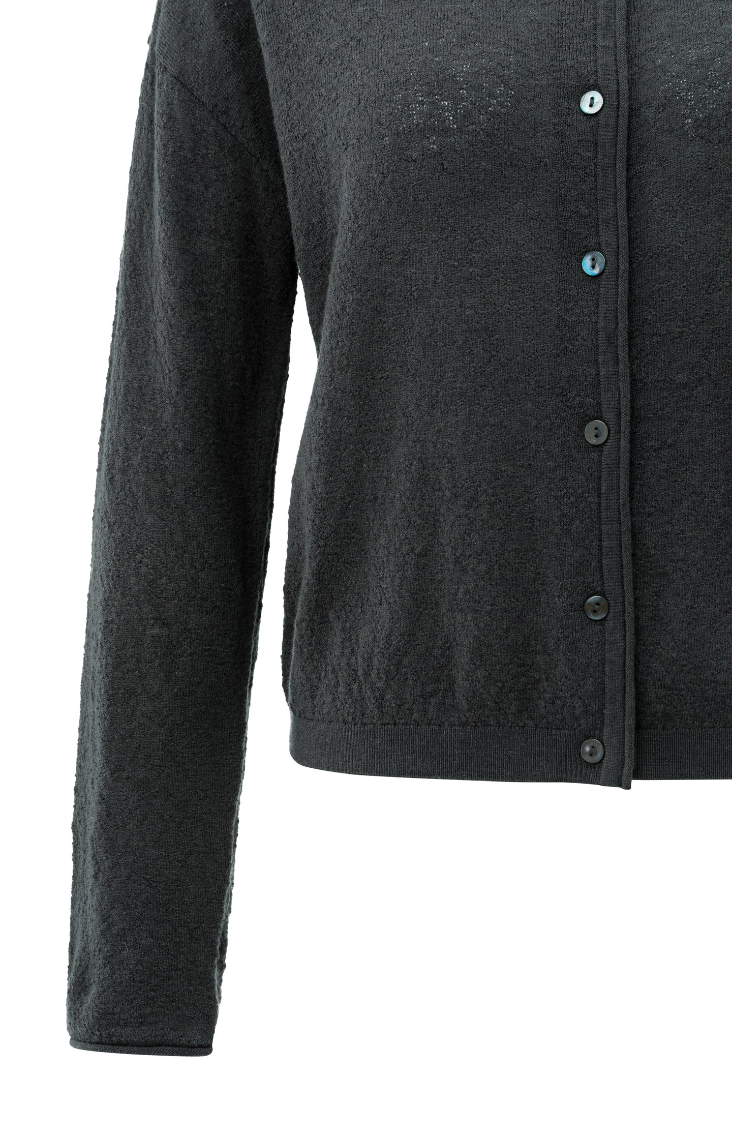 Knitted cardigan with high neckline and button closure