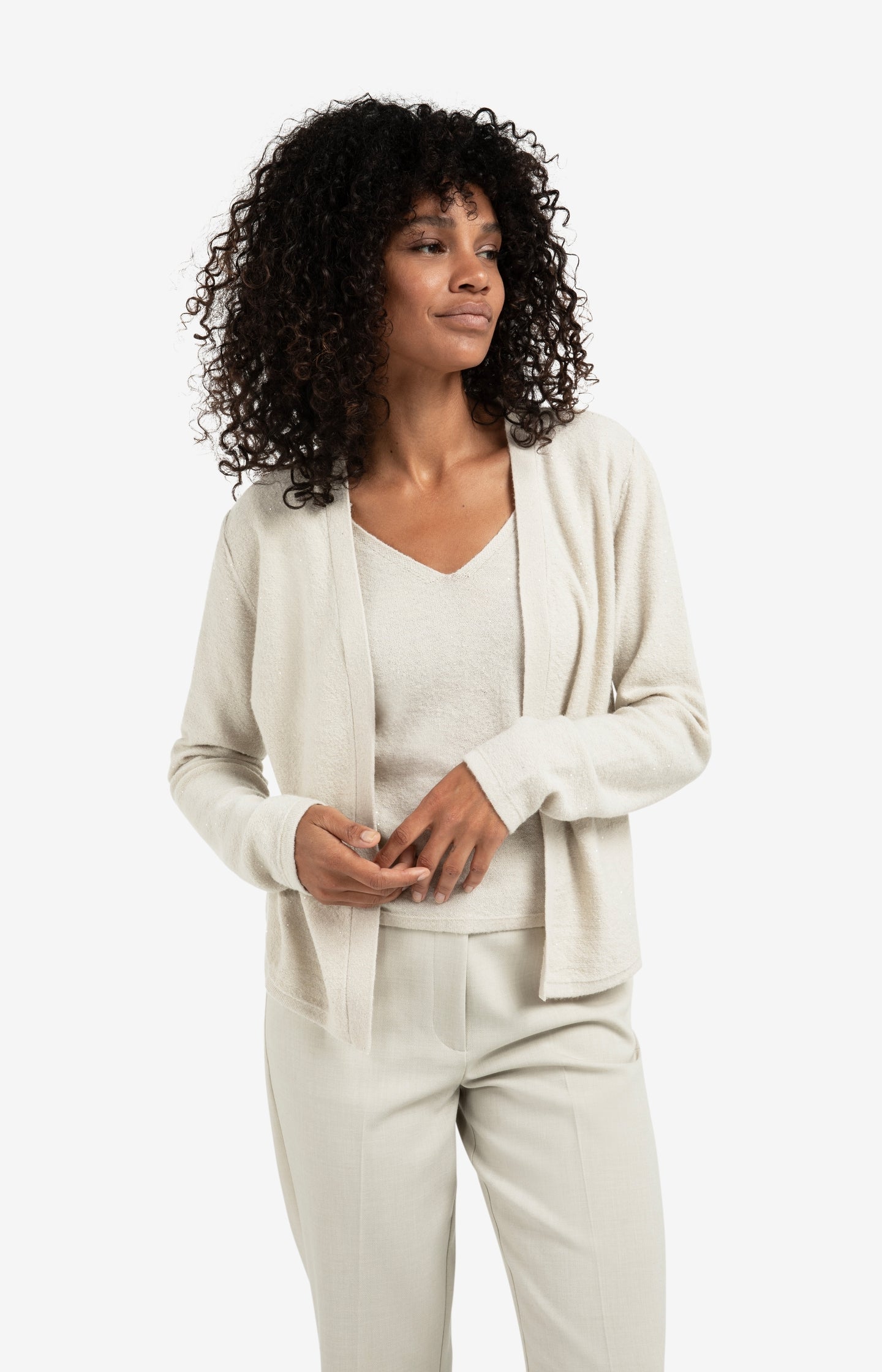 Knitted cardigan with matching spencer with subtle sequins