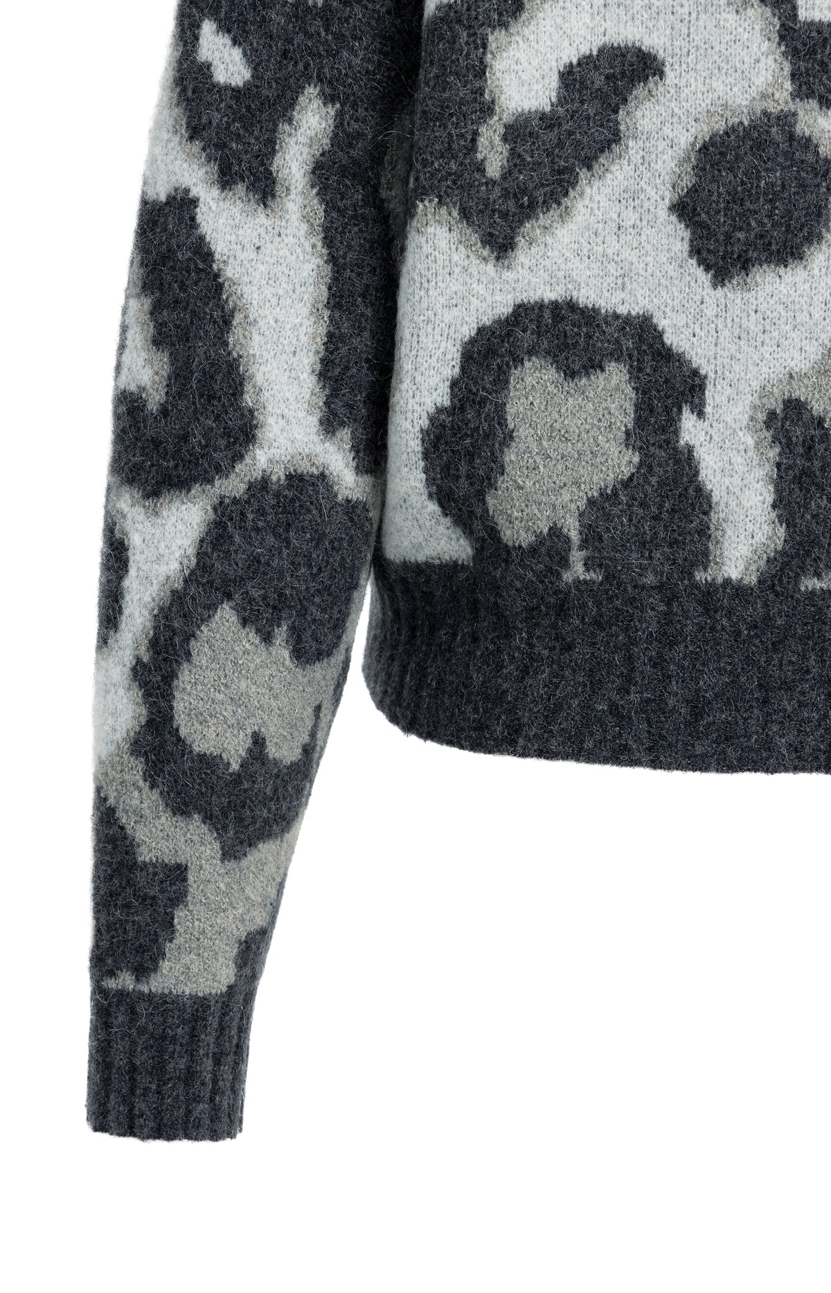 Knitted cardigan with pattern and batwing sleeves - Soap Grey Dessin