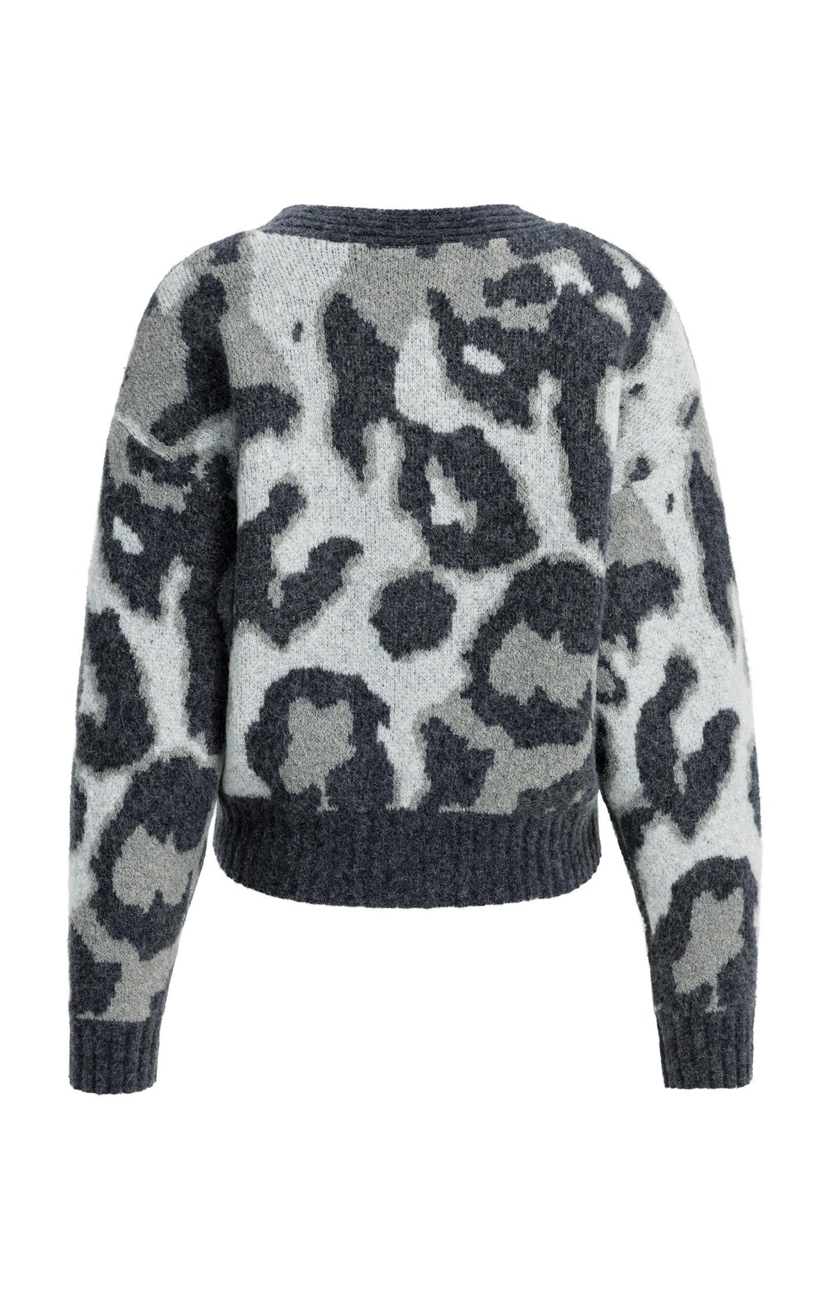 Knitted cardigan with pattern and batwing sleeves - Grey