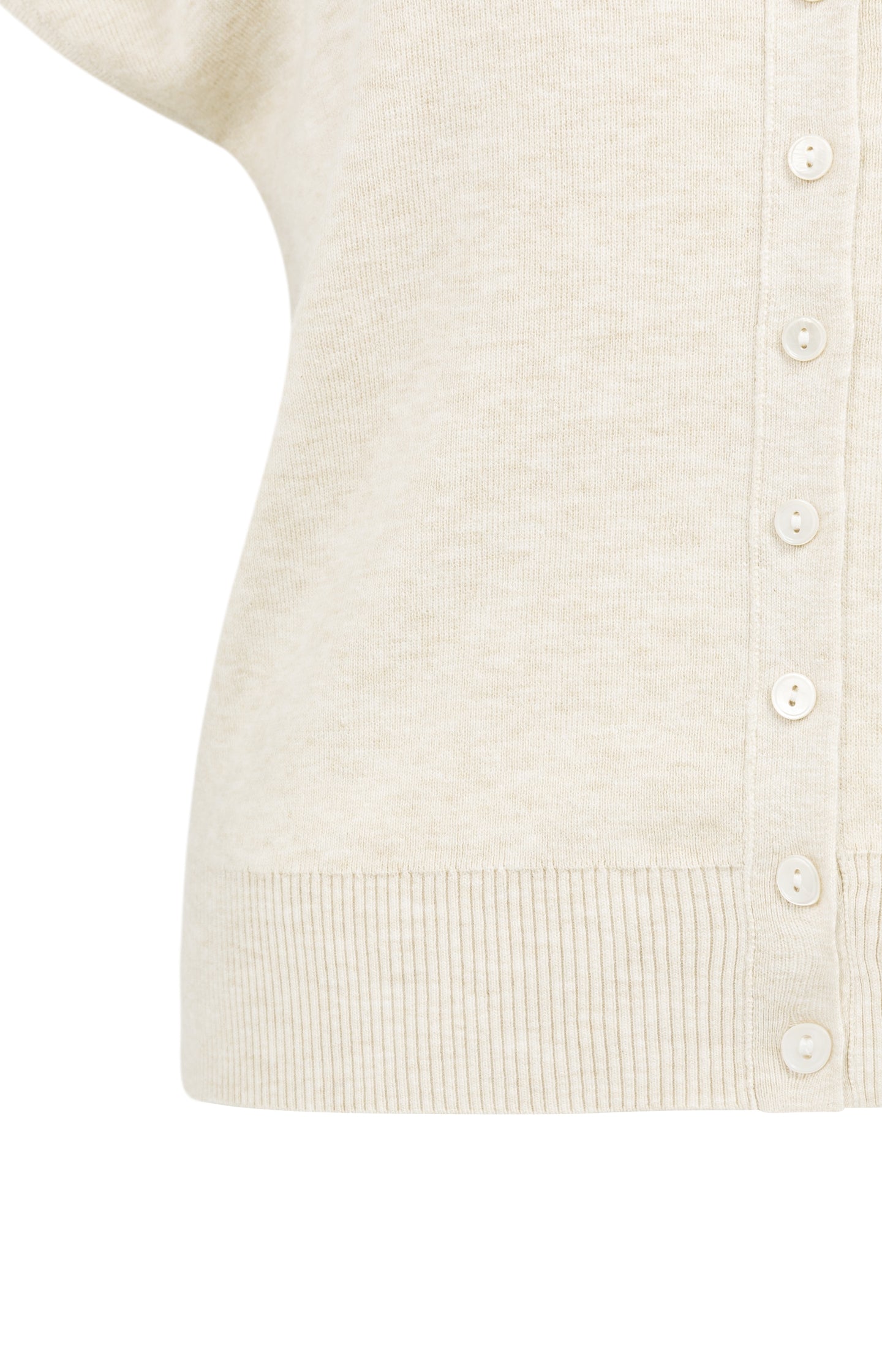 Knitted cardigan with short sleeves and front buttons - Type: lookbook