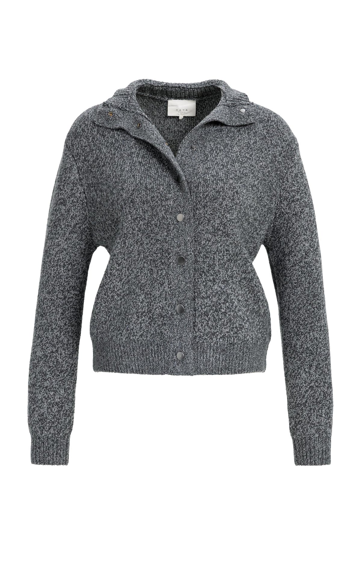 Knitted cardigan with snap buttons - Dark Anthracite Melange