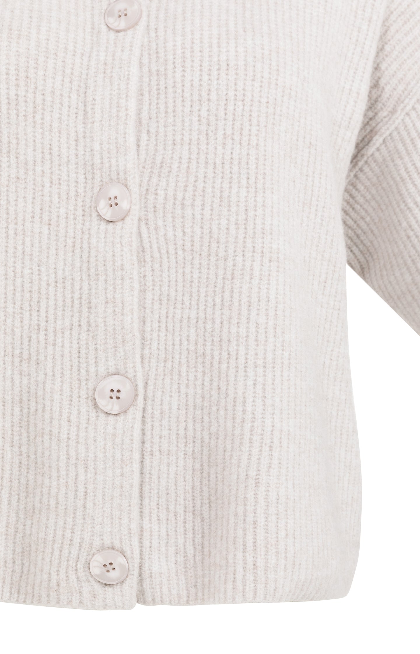 Knitted cardigan with wide short sleeves and buttons