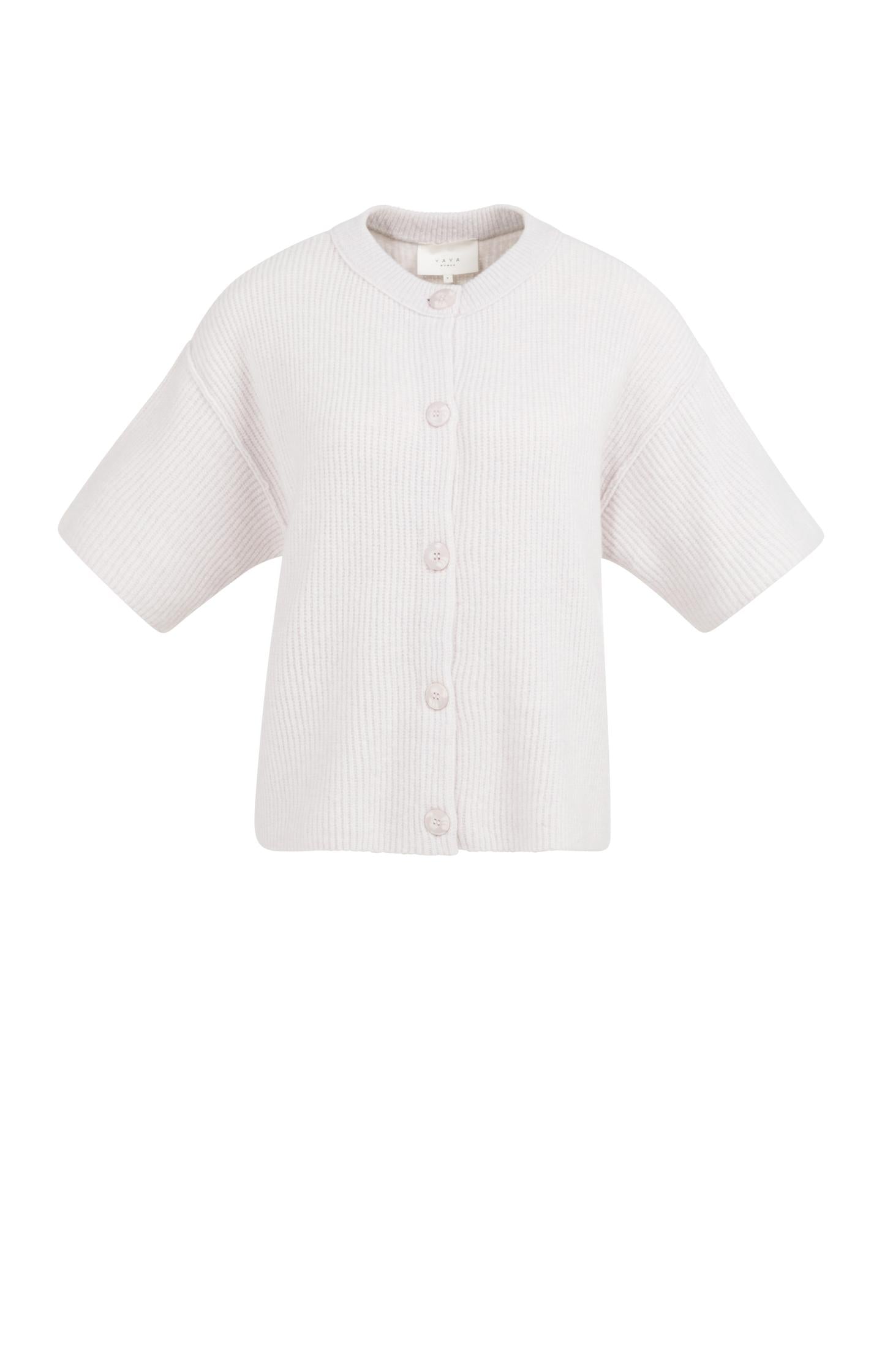 Knitted cardigan with wide short sleeves and buttons - Type: product