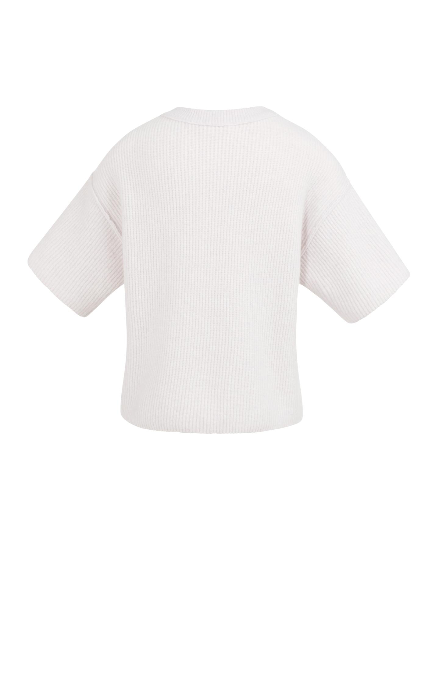 Knitted cardigan with wide short sleeves and buttons