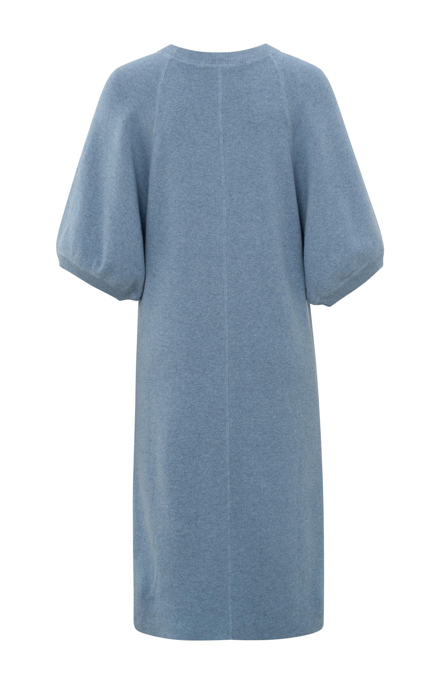 Knitted dress with round neck and half long wide sleeves