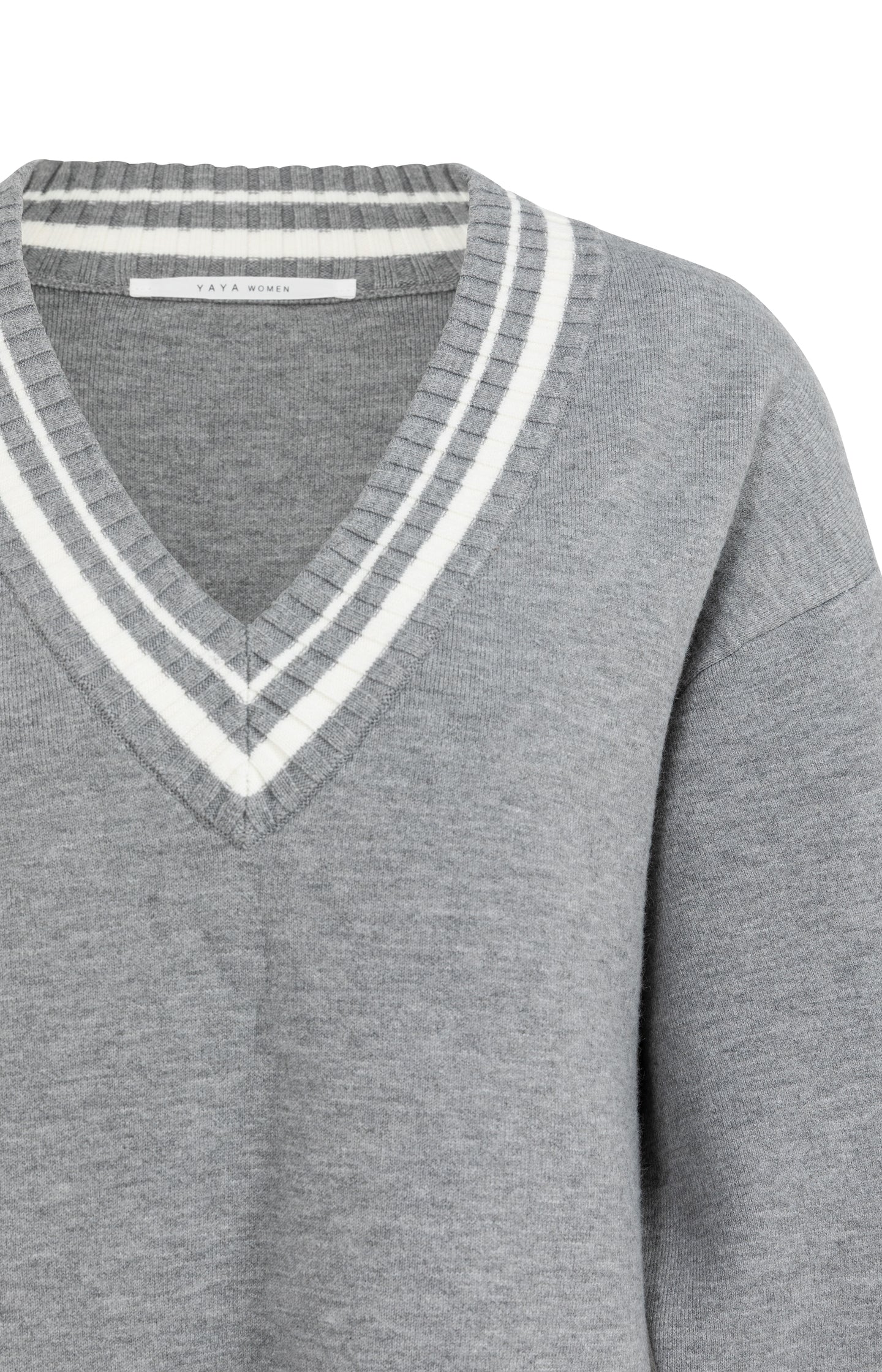 Knitted dress with V-neck and ribbed details