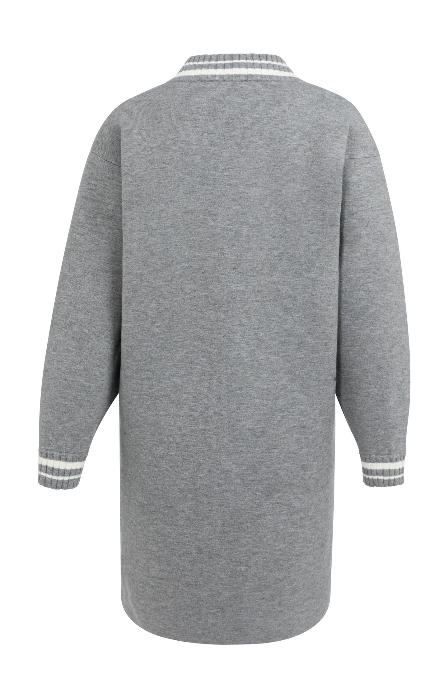 Knitted dress with V-neck and ribbed details
