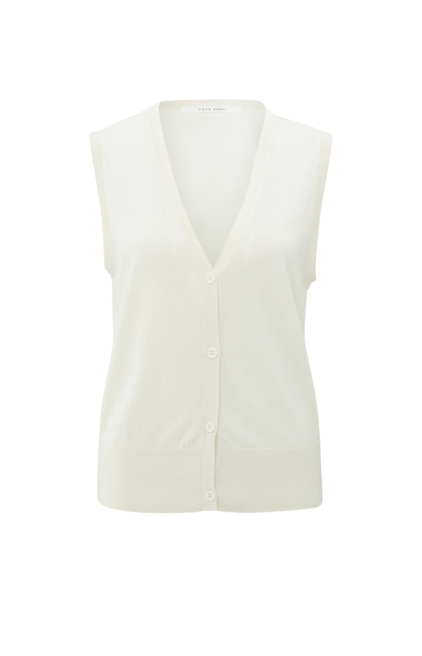 Knitted gilet with fine rib trims and button closure - Type: product