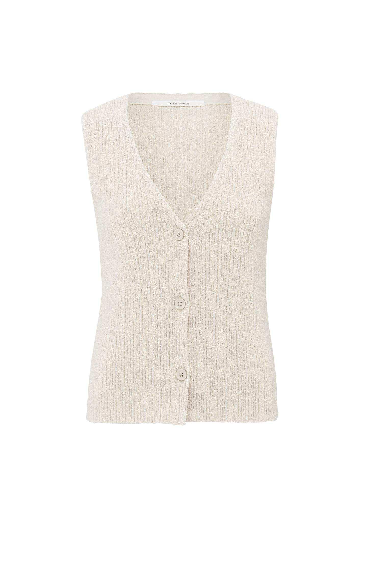 Knitted gilet with ribbed texture and button closure - Type: product