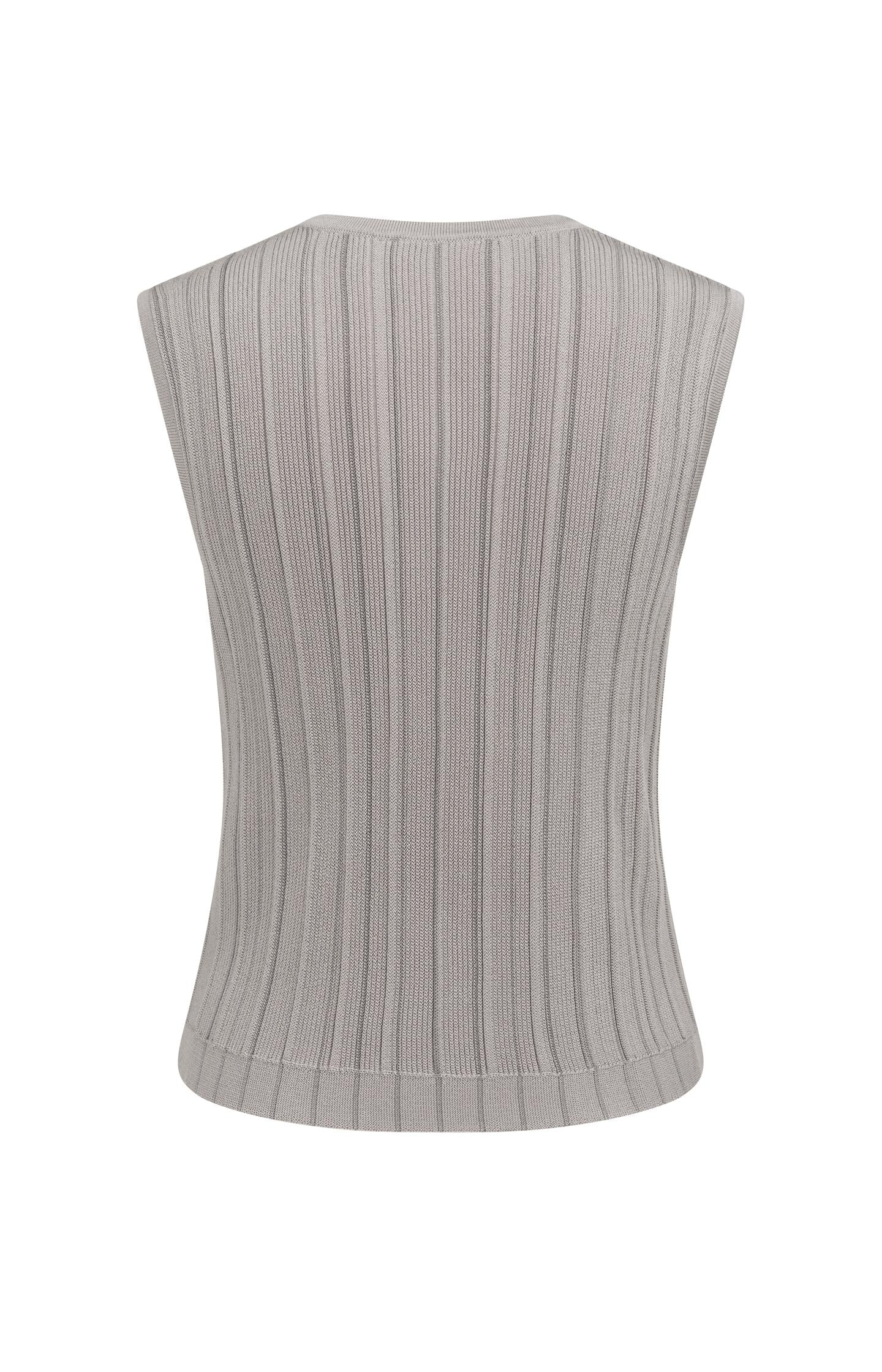Knitted gilet with V-neck and stripe design - Type: lookbook