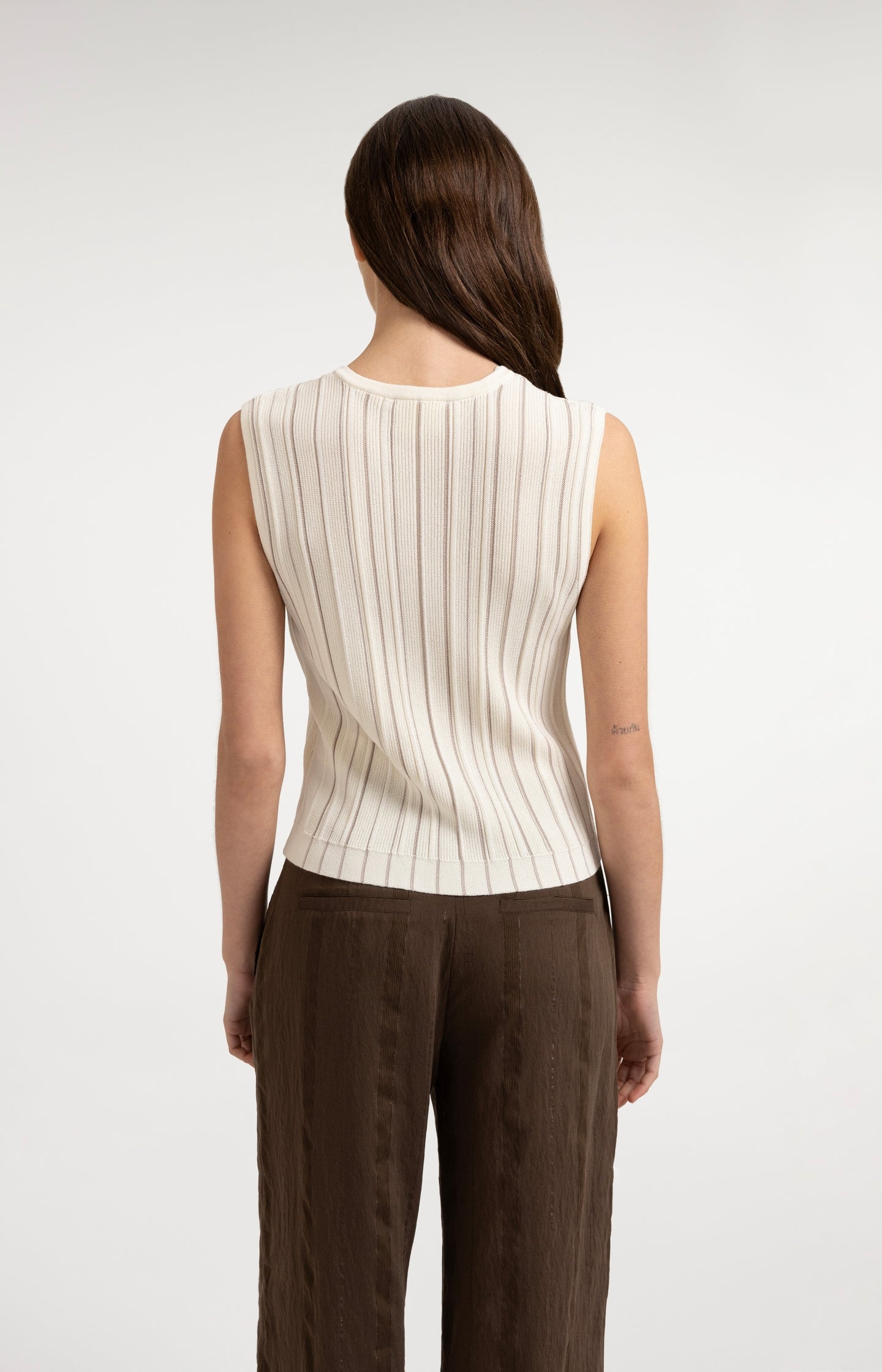 Knitted gilet with V-neck and stripe design - Type: lookbook