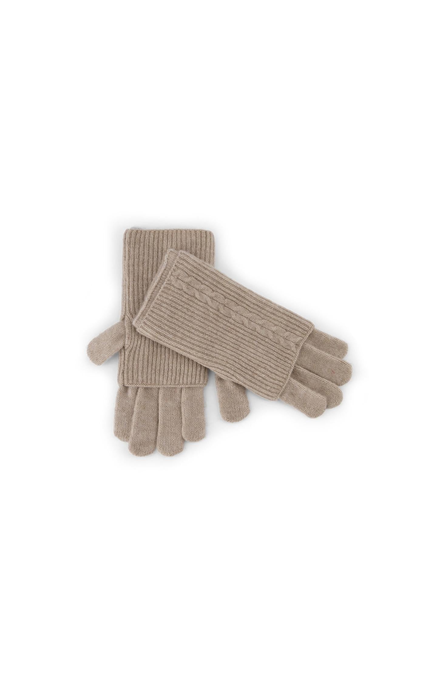 Knitted gloves with ribbed cable design