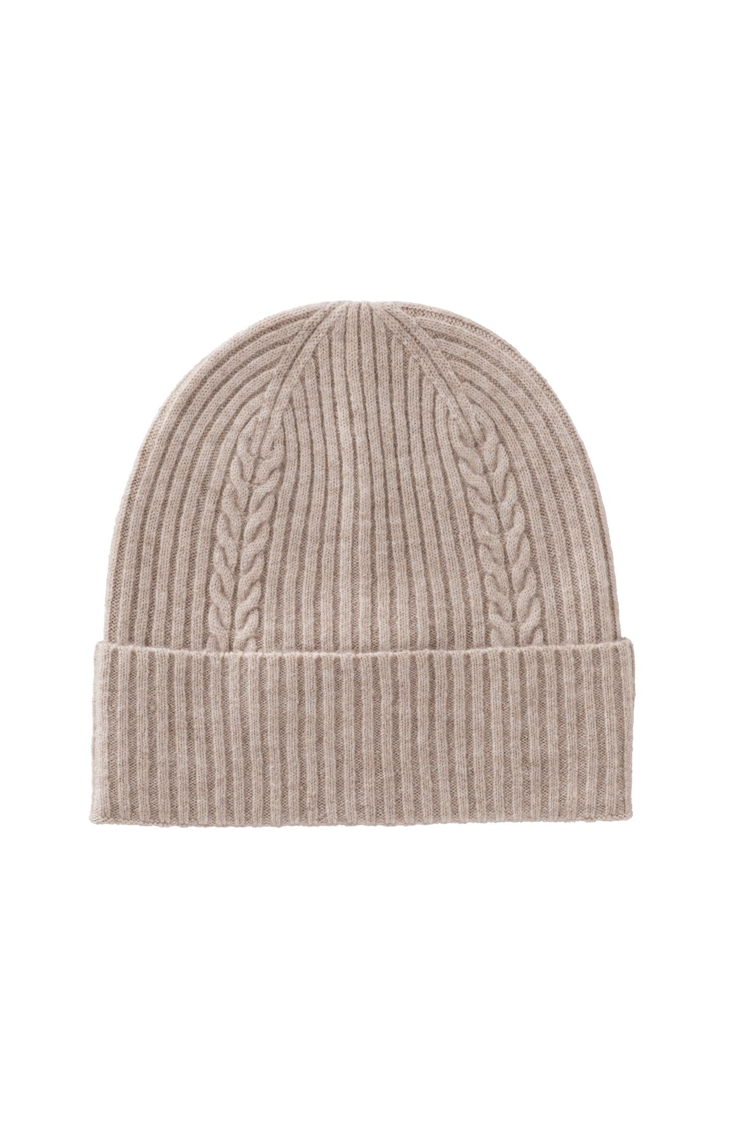 Knitted hat with ribbed pattern and turned-up edge - Type: product