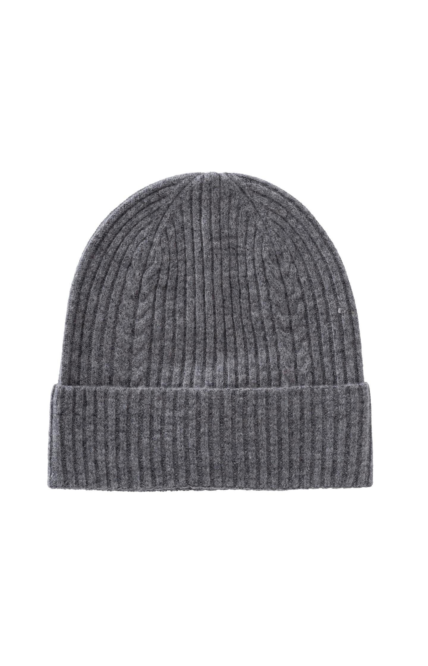 Knitted hat with ribbed pattern and turned-up edge - Type: product