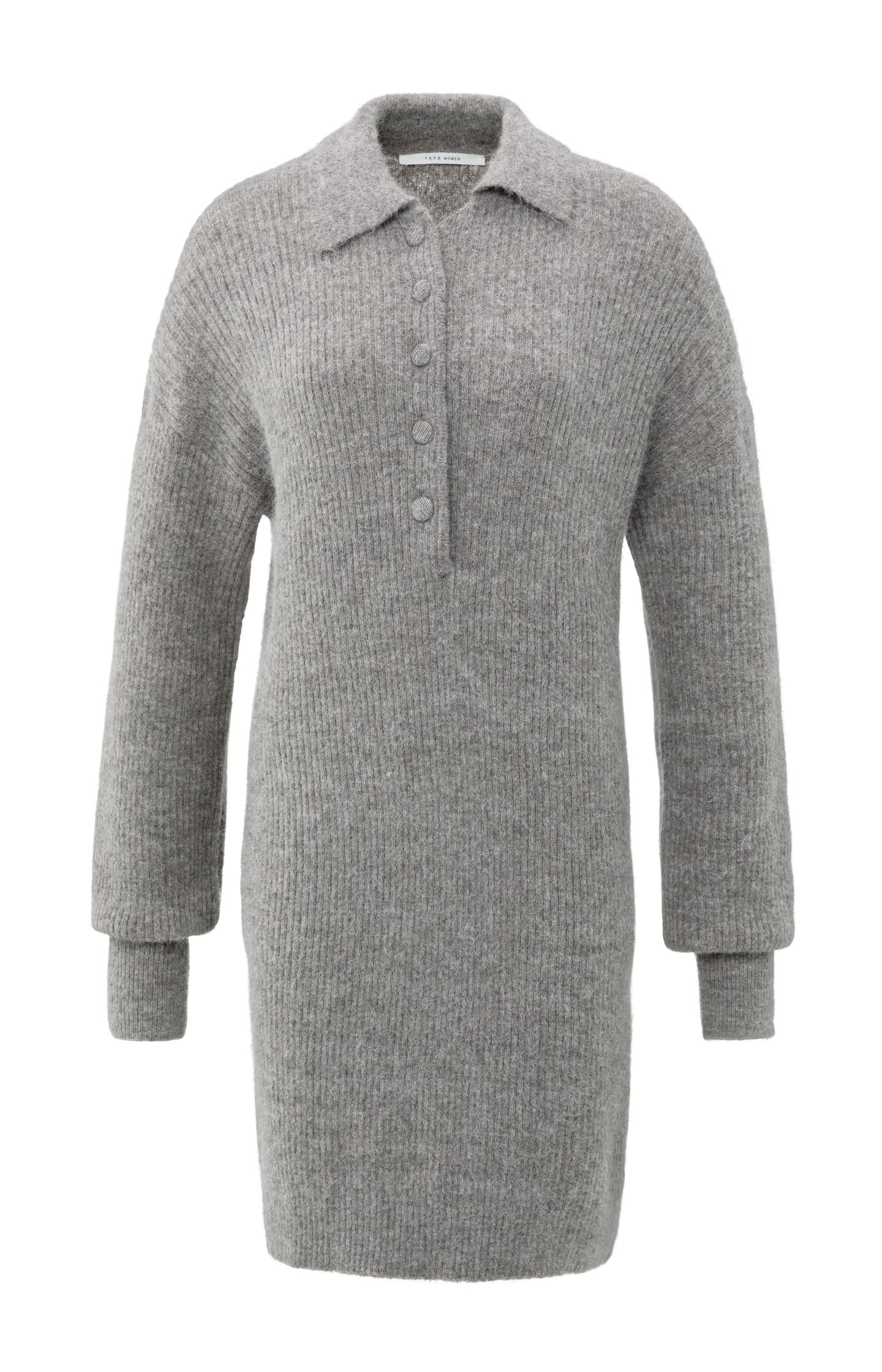 Knitted midi dress with collar and button details - Type: product