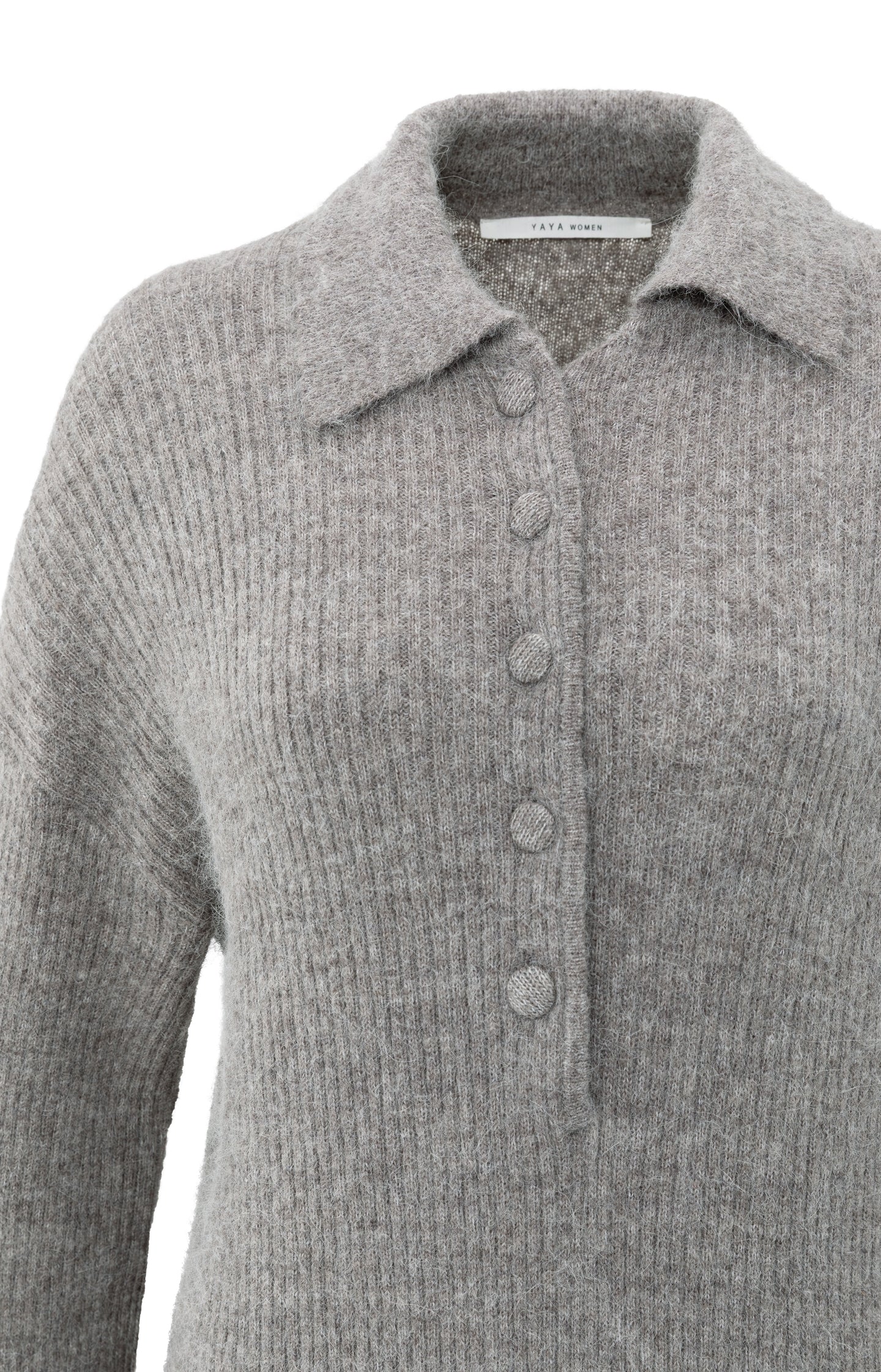 Knitted midi dress with collar and button details