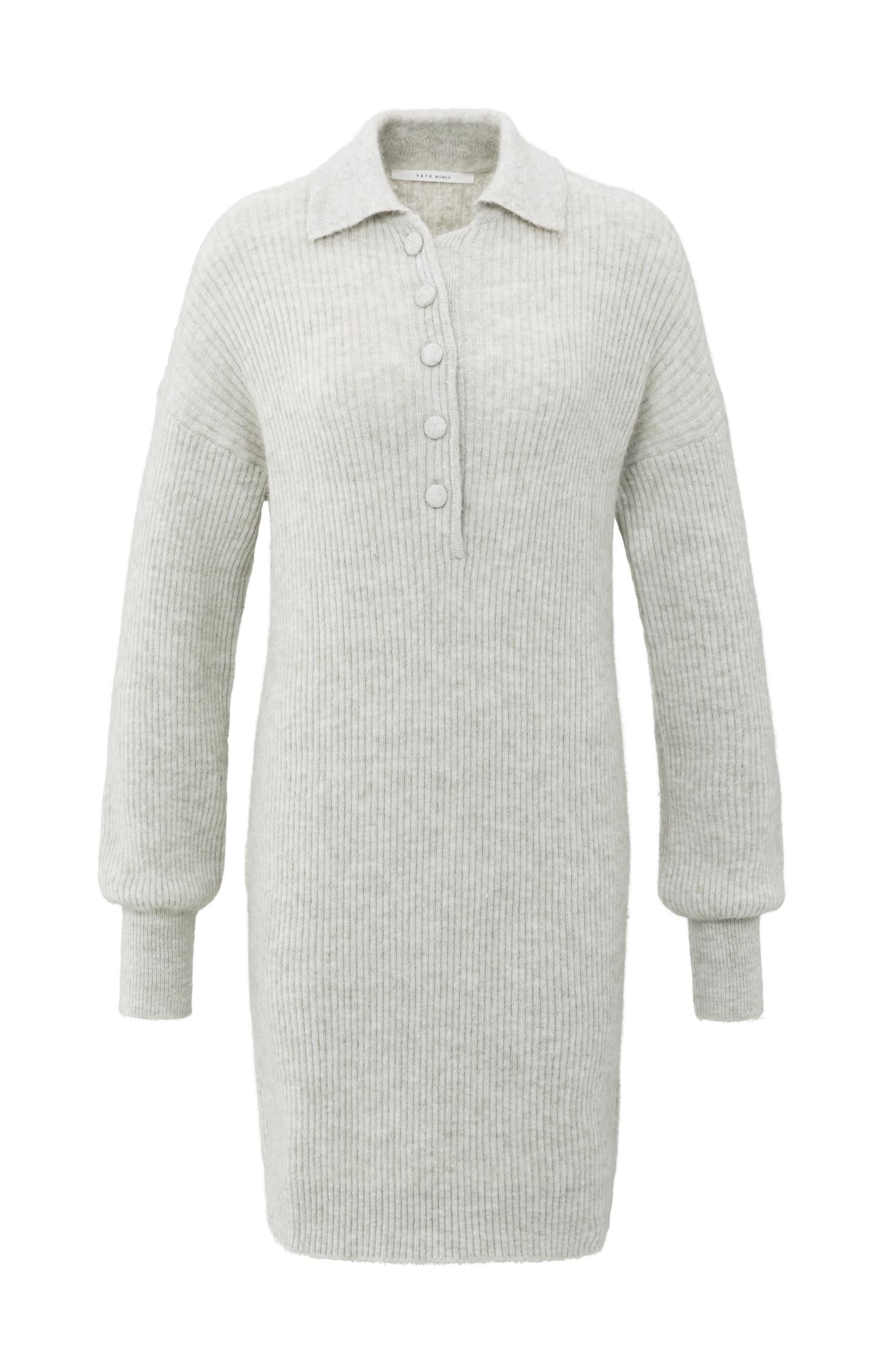 Knitted midi dress with collar and button details - Type: product