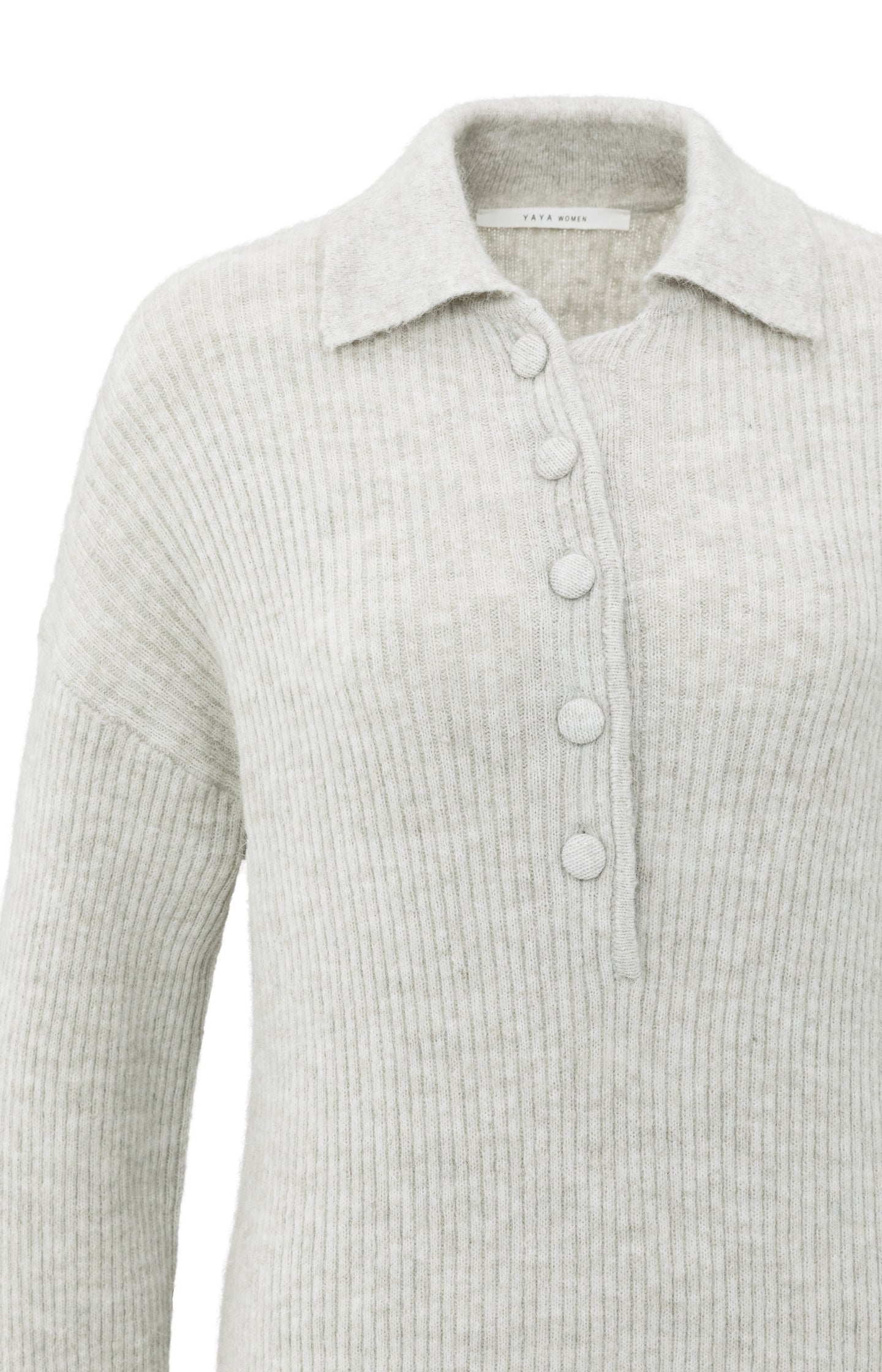 Knitted midi dress with collar and button details