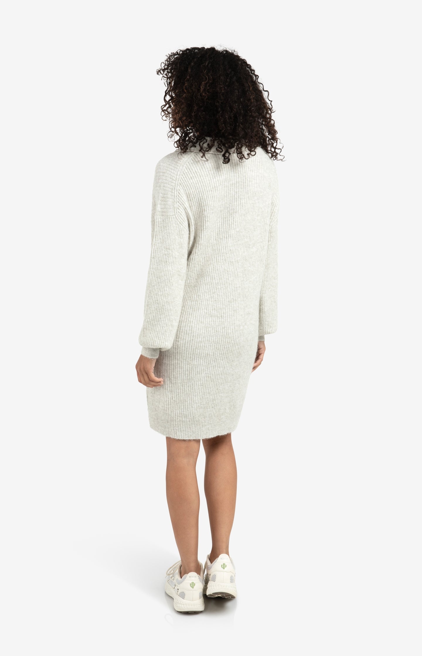 Knitted midi dress with collar and button details