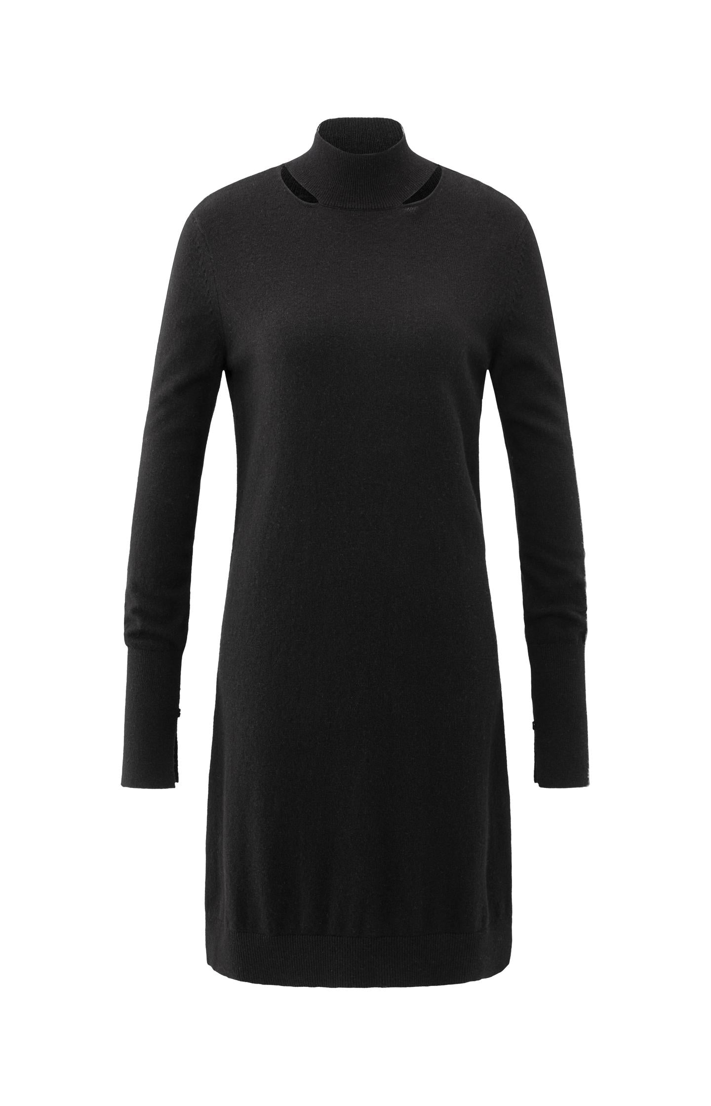 Knitted midi dress with open details at neckline - Type: product