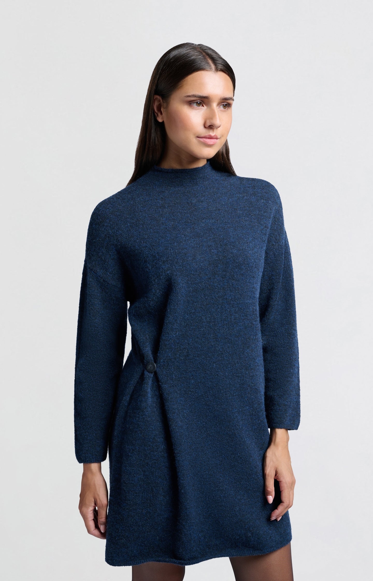 Knitted midi dress with round neck and loose fit - Type: lookbook