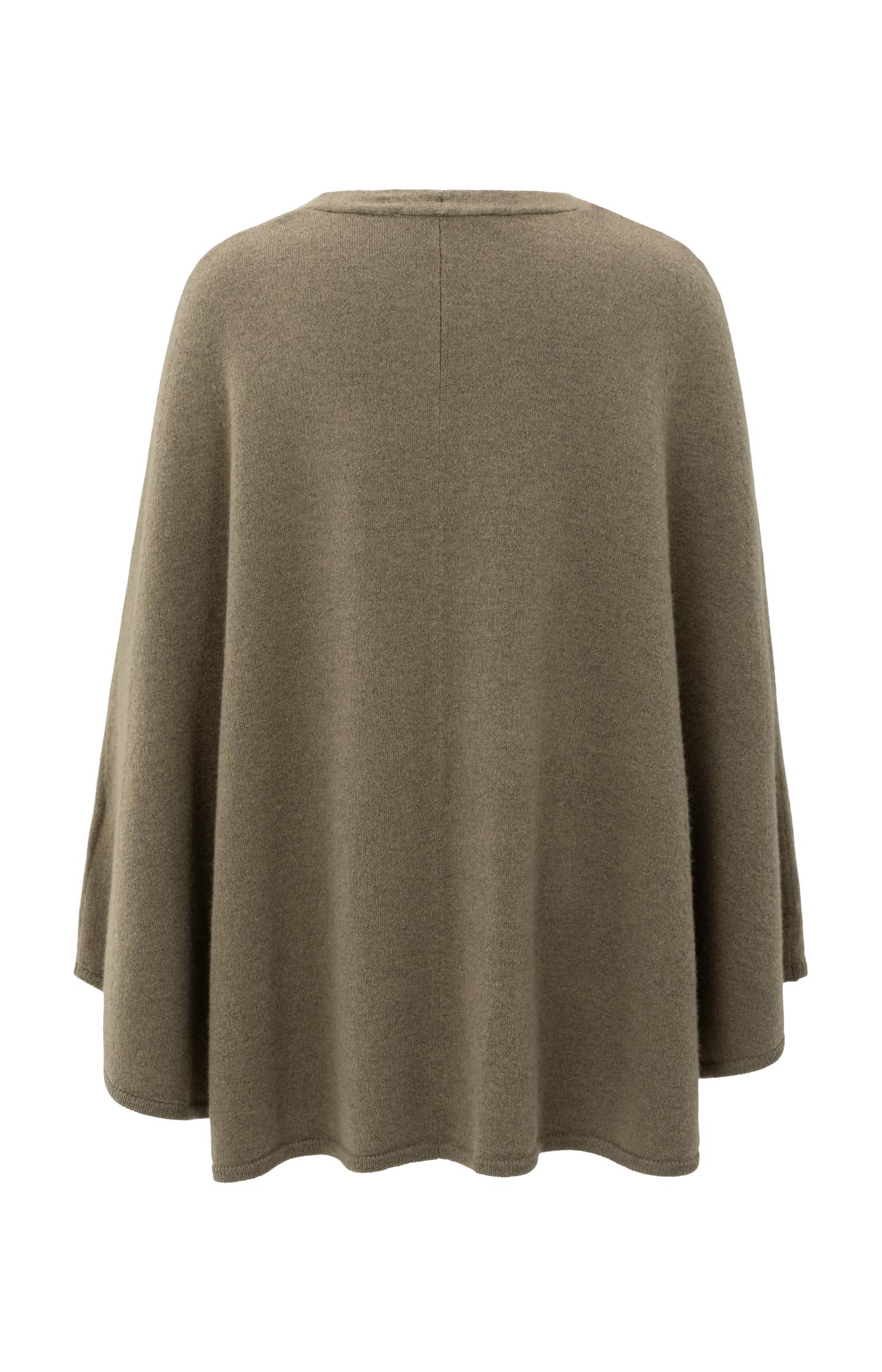 Knitted poncho with tie belt
