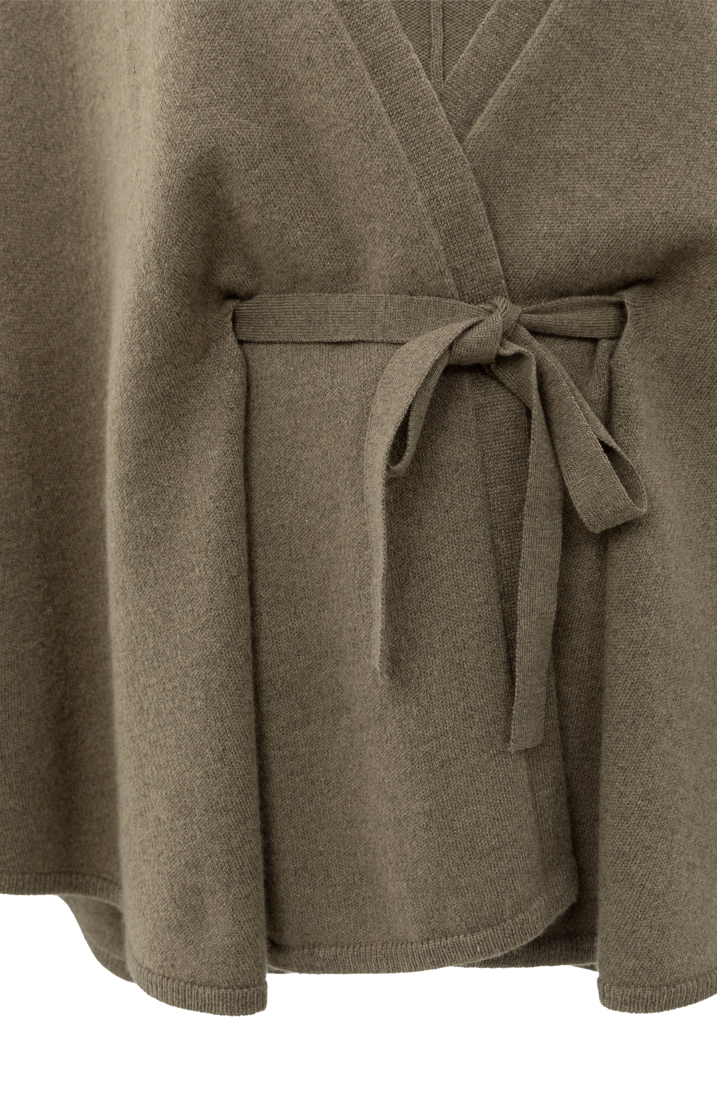 Knitted poncho with tie belt