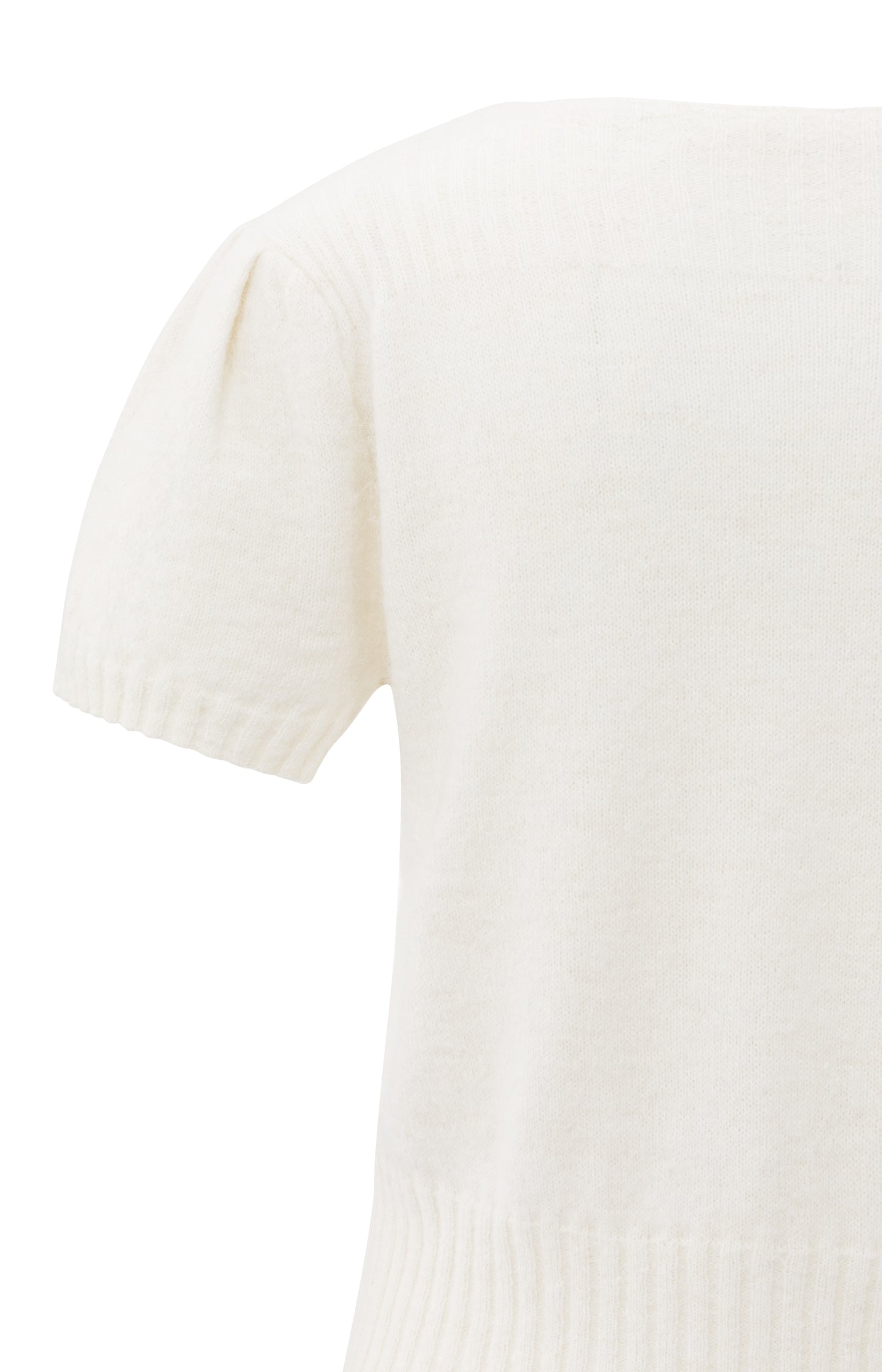 Knitted short sleeve cardigan with rib accents