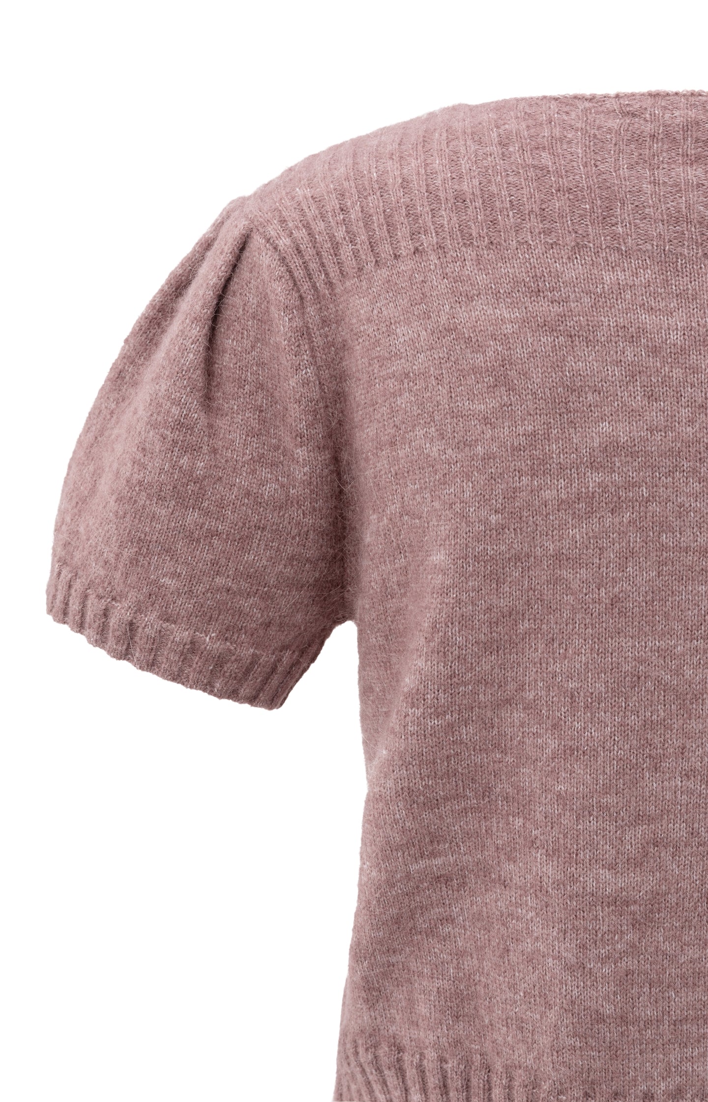 Knitted short sleeve cardigan with rib accents