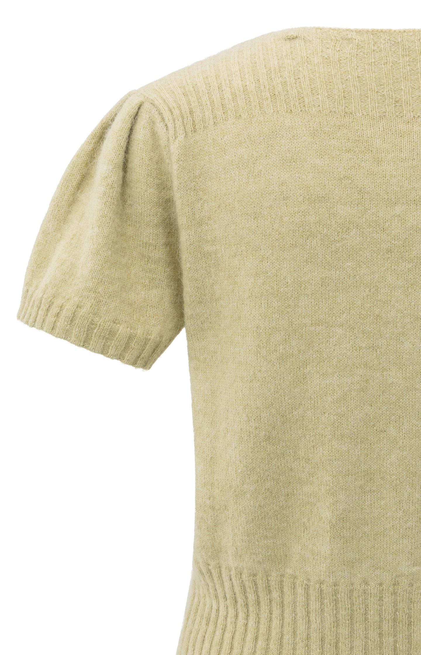Knitted short sleeve cardigan with rib accents
