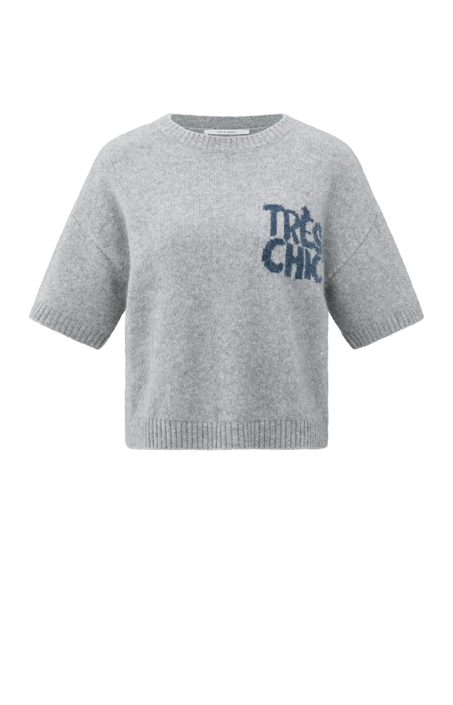 Knitted short sleeve sweater with artwork - Type: product