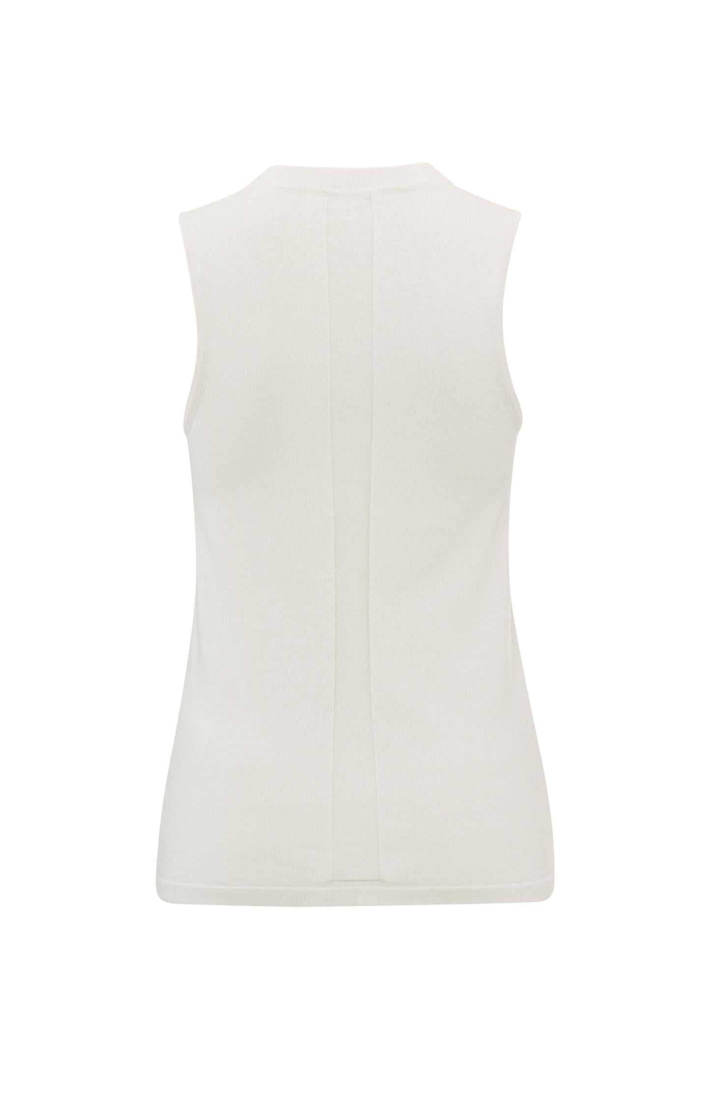 Knitted sleeveless sweater with a high neck and rib detail