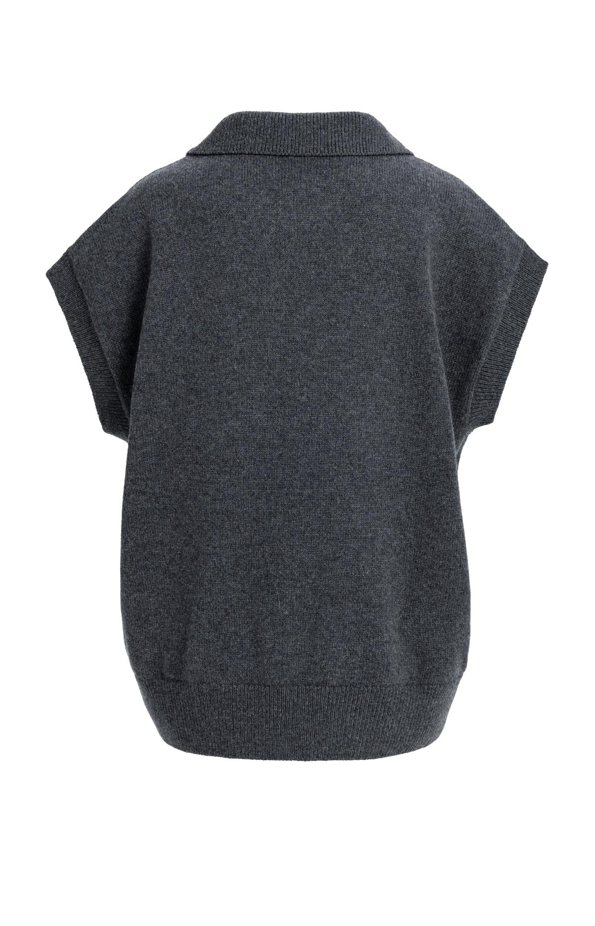Knitted spencer tunic with collar - Dark Anthracite Melange