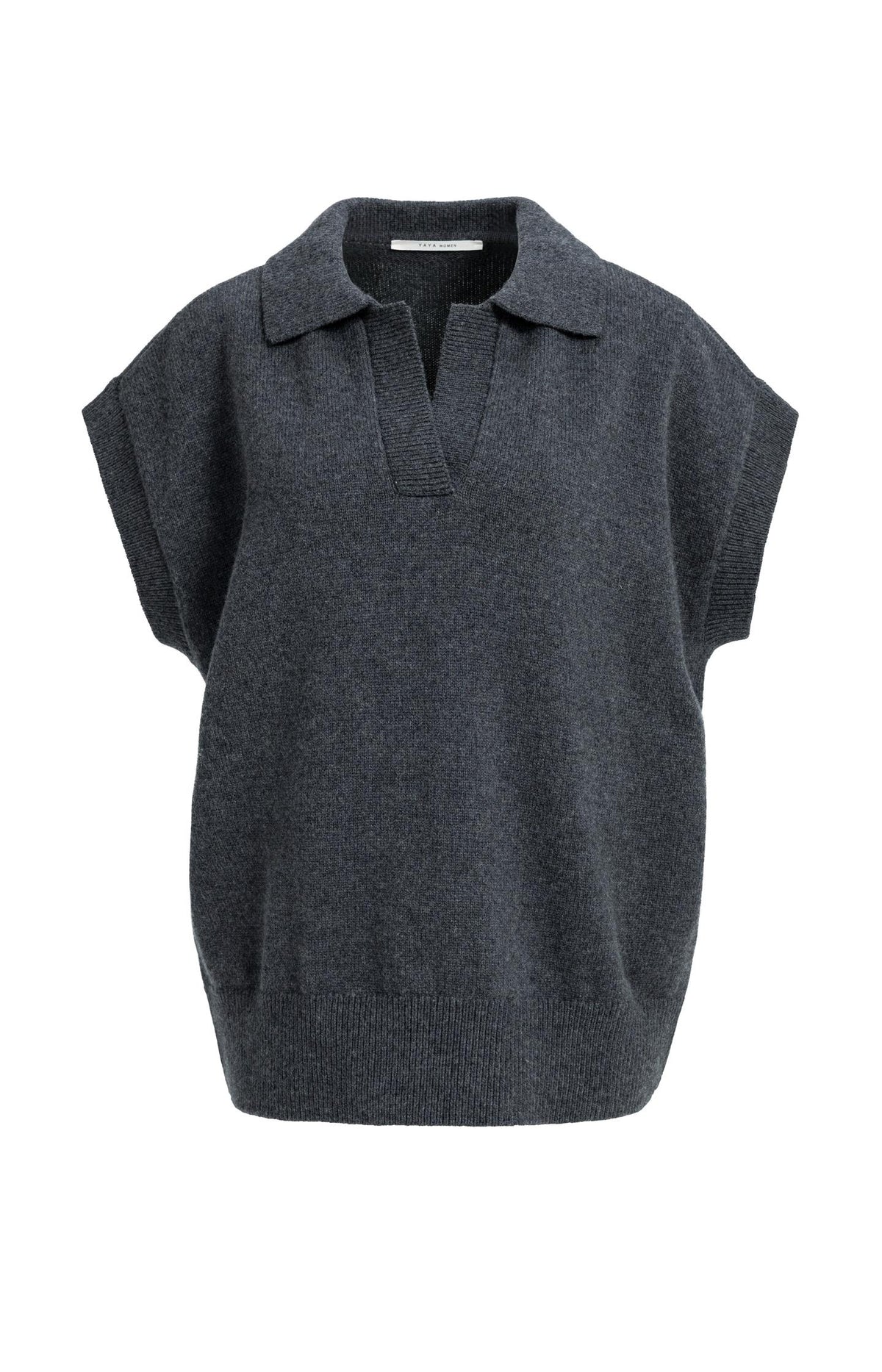 Knitted spencer tunic with collar - Beige