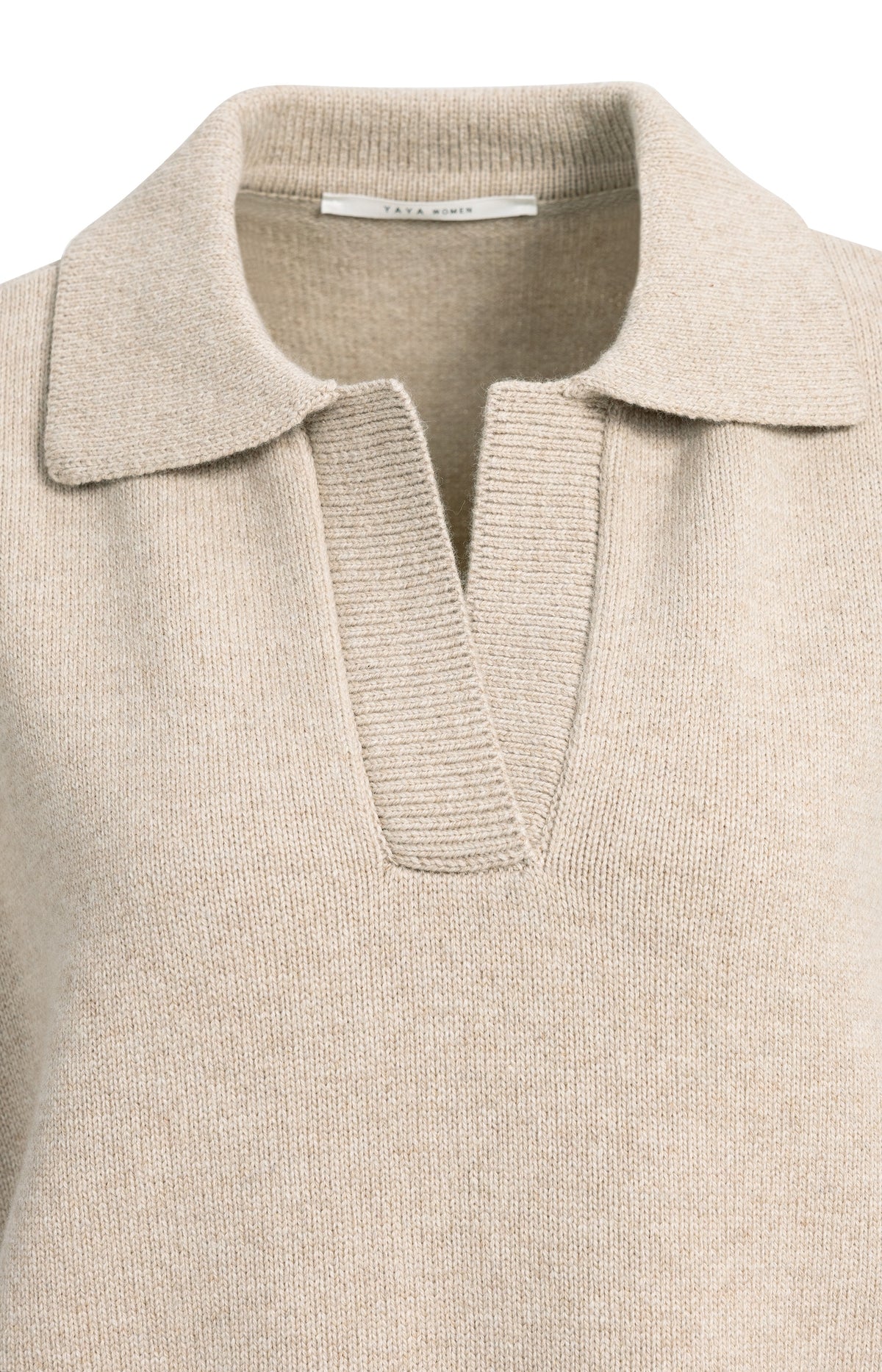 Knitted spencer tunic with collar - Beige