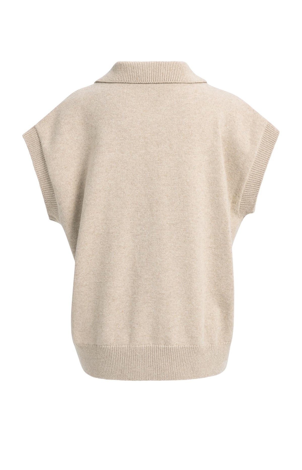 Knitted spencer tunic with collar - Light Beige Melange
