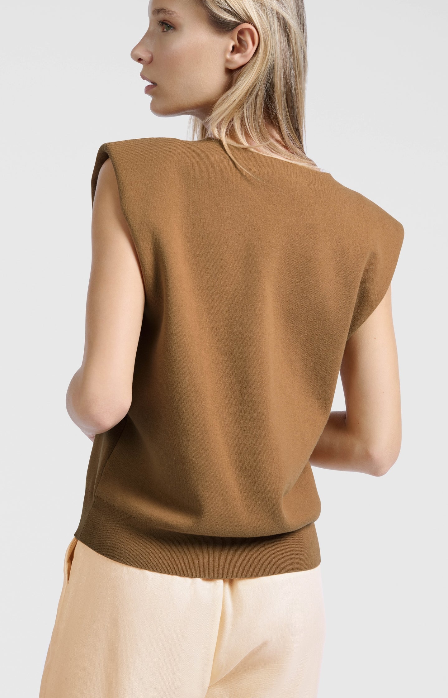 Knitted spencer with shoulder details and V-neck
