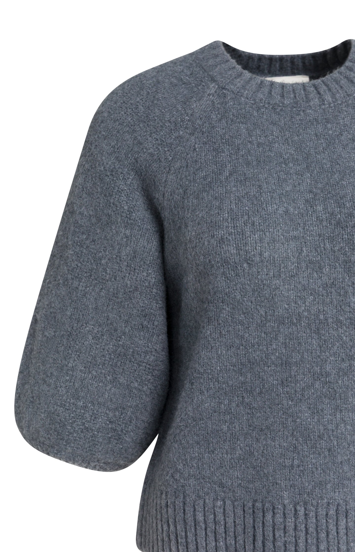 Knitted sweater with balloon sleeves