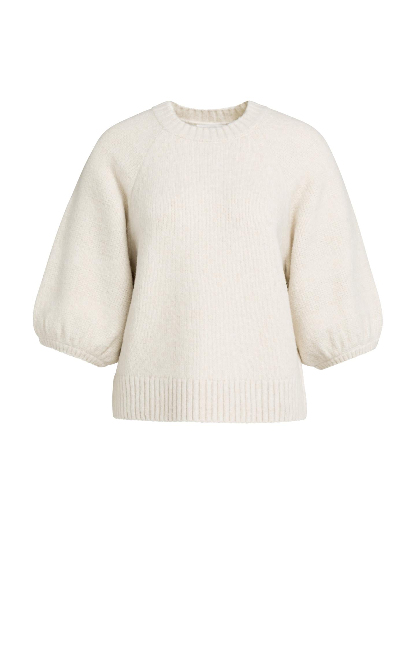 Knitted sweater with balloon sleeves