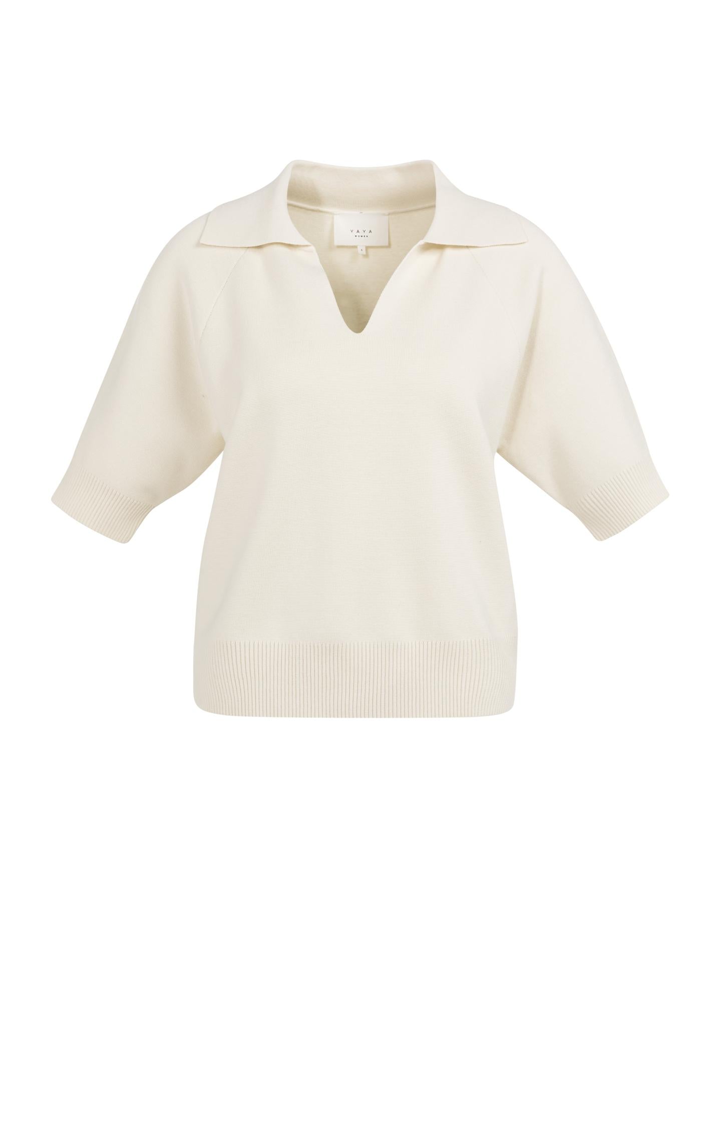 Knitted sweater with collar and short sleeves - Type: product