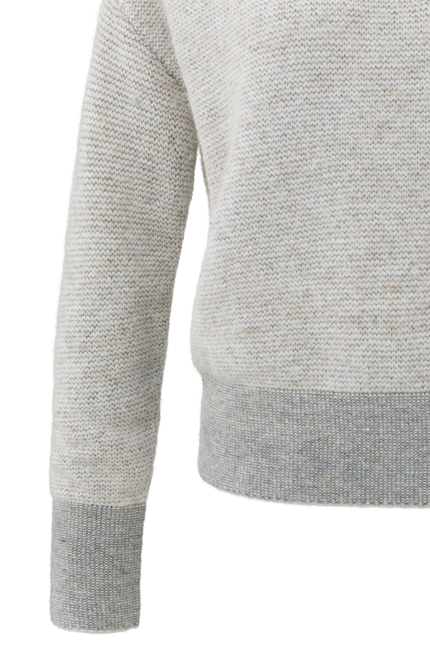 Knitted sweater with contrast ribbed trims
