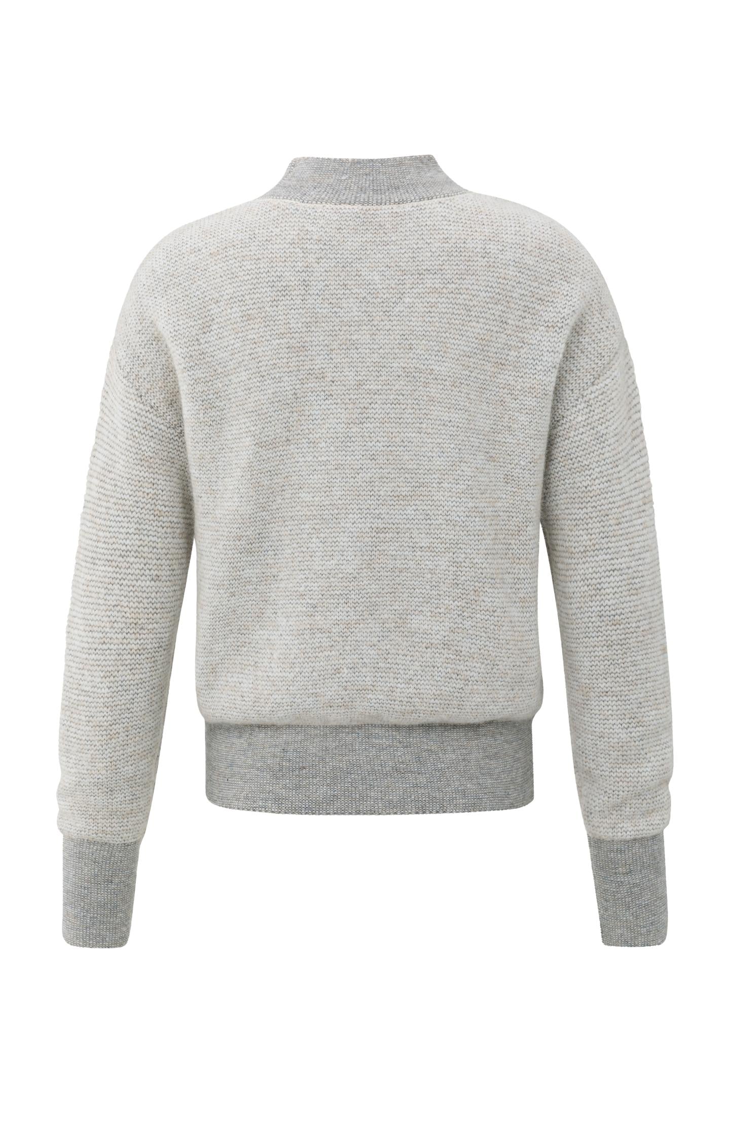 Knitted sweater with contrast ribbed trims