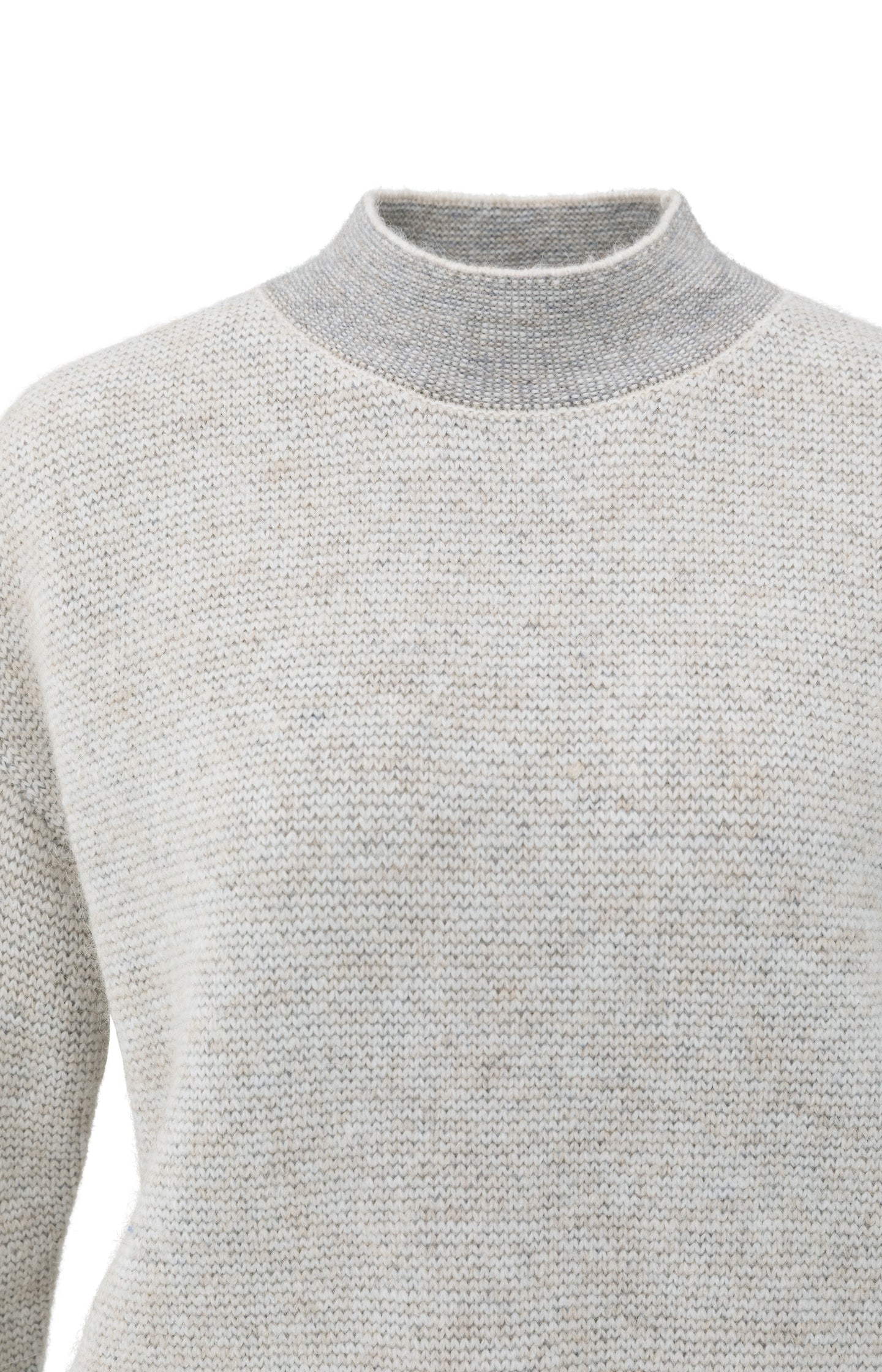 Knitted sweater with contrast ribbed trims