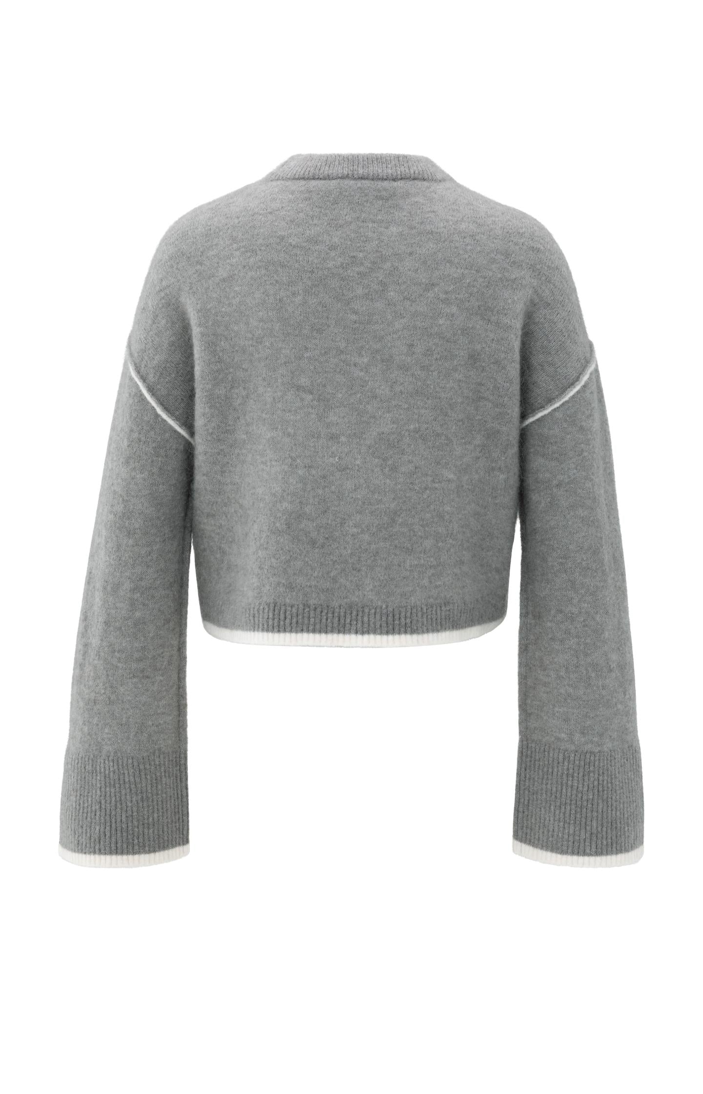 Knitted sweater with contrasting lines