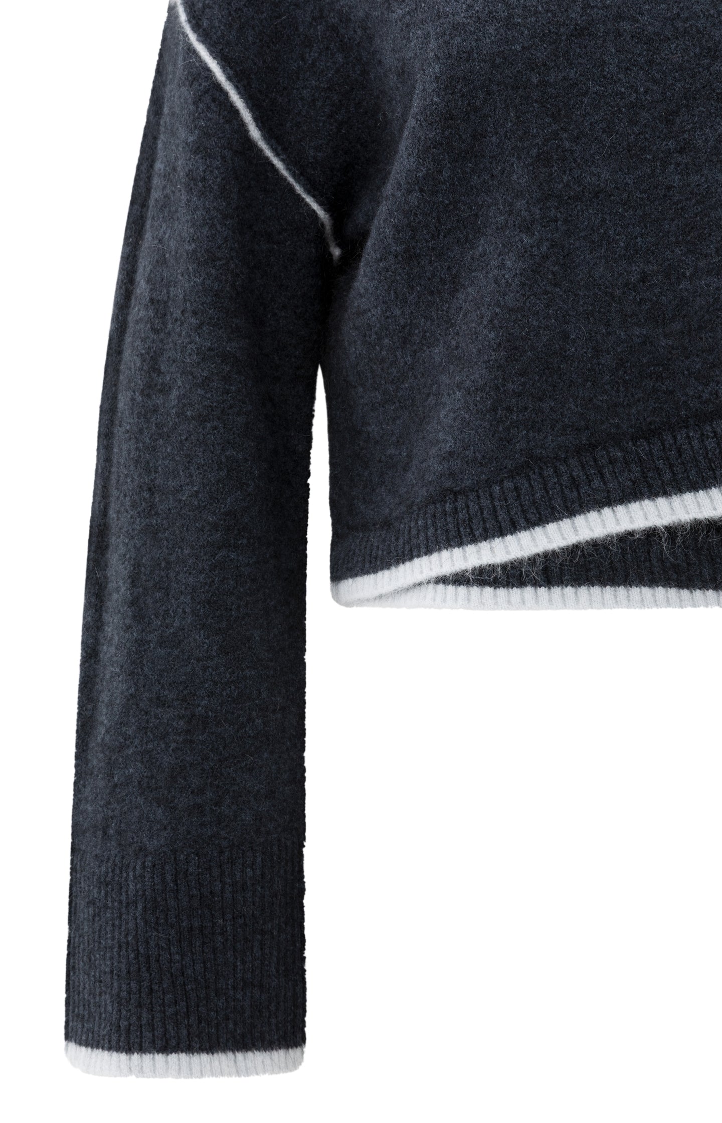 Knitted sweater with contrasting lines