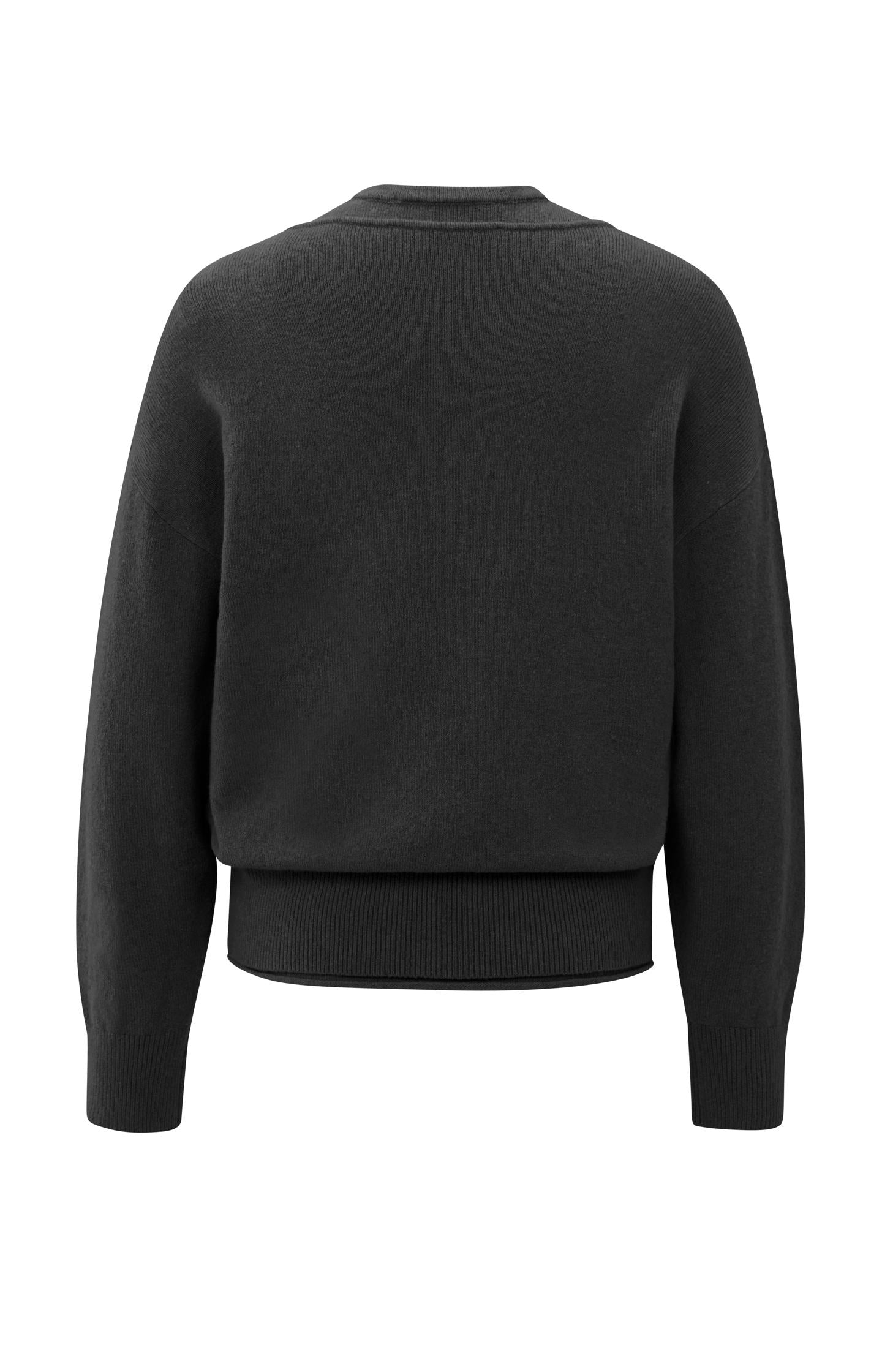 Knitted sweater with deep V-neck and layered top